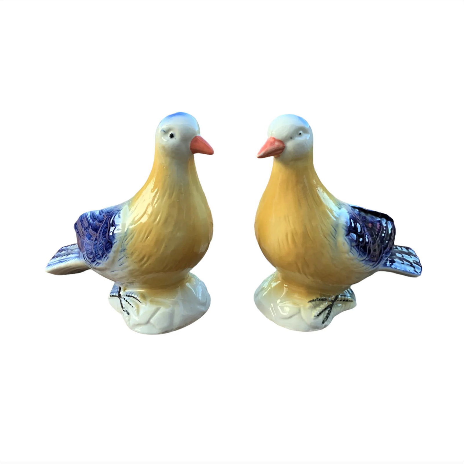 Late 20th Century Brazilian Porcelain Blue & Yellow Bird Figurines- a Pair - 11