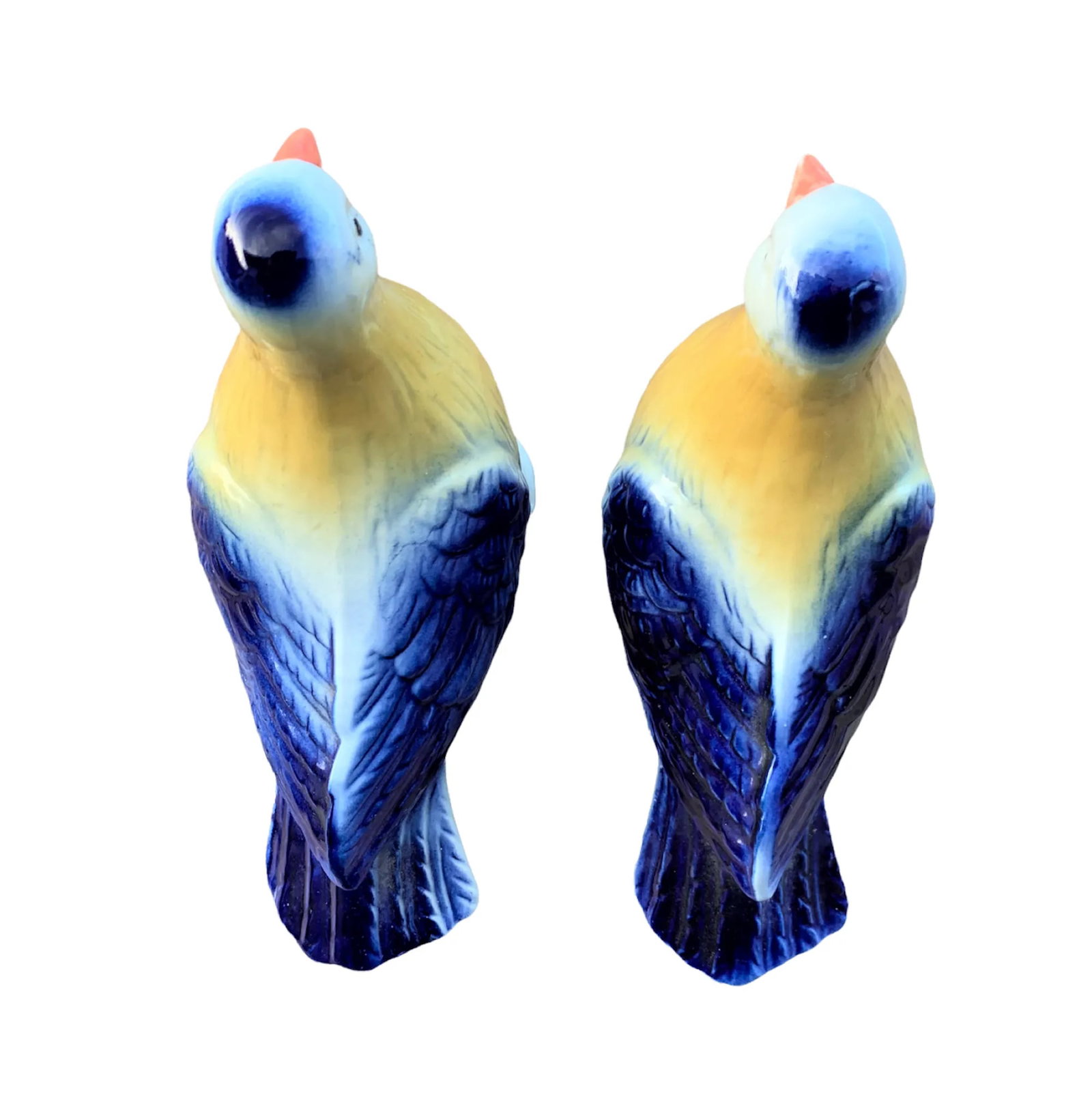 Late 20th Century Brazilian Porcelain Blue & Yellow Bird Figurines- a Pair - 7