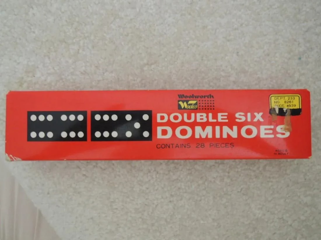 Vintage 1950s Mid-Century Double Six Dominoes Game Woolworths Jaymar - 28 Piece Boxed Set - 5
