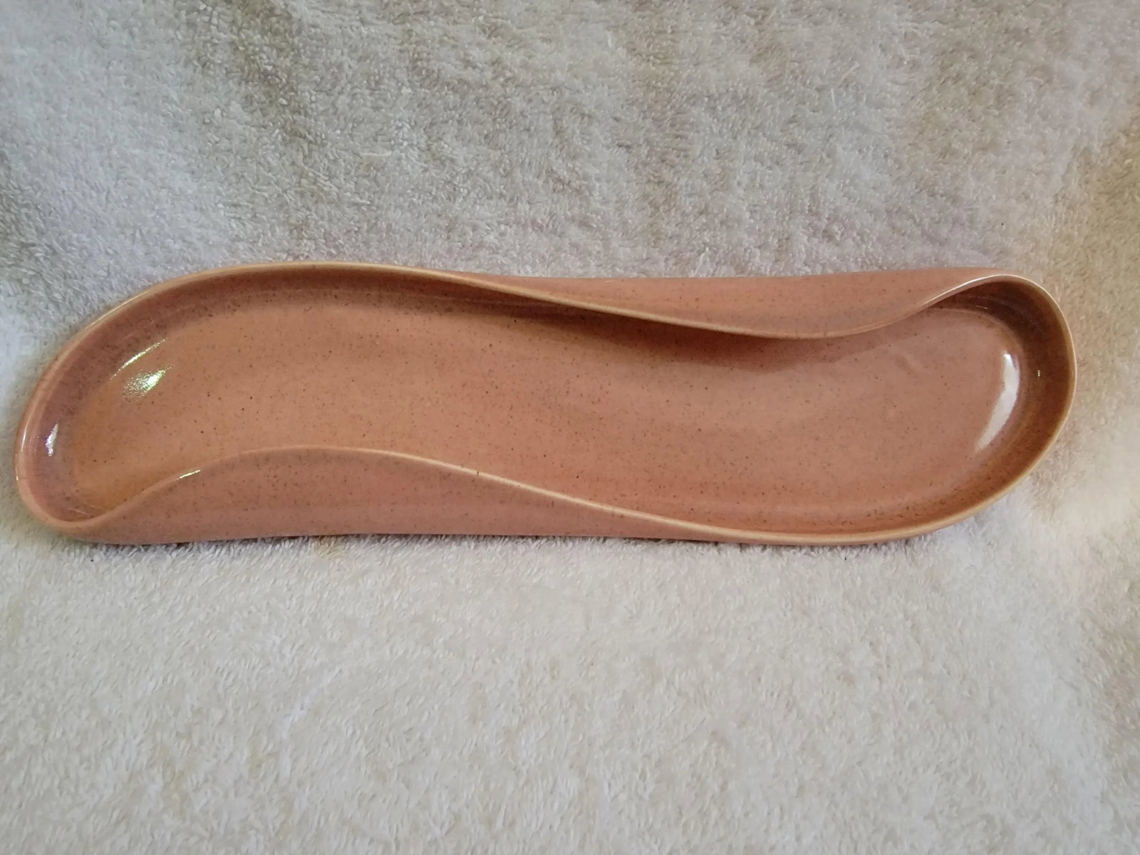 Mid Century Russel Wright Pottery Coral Pink American Modern Fold Relish Tray - 5