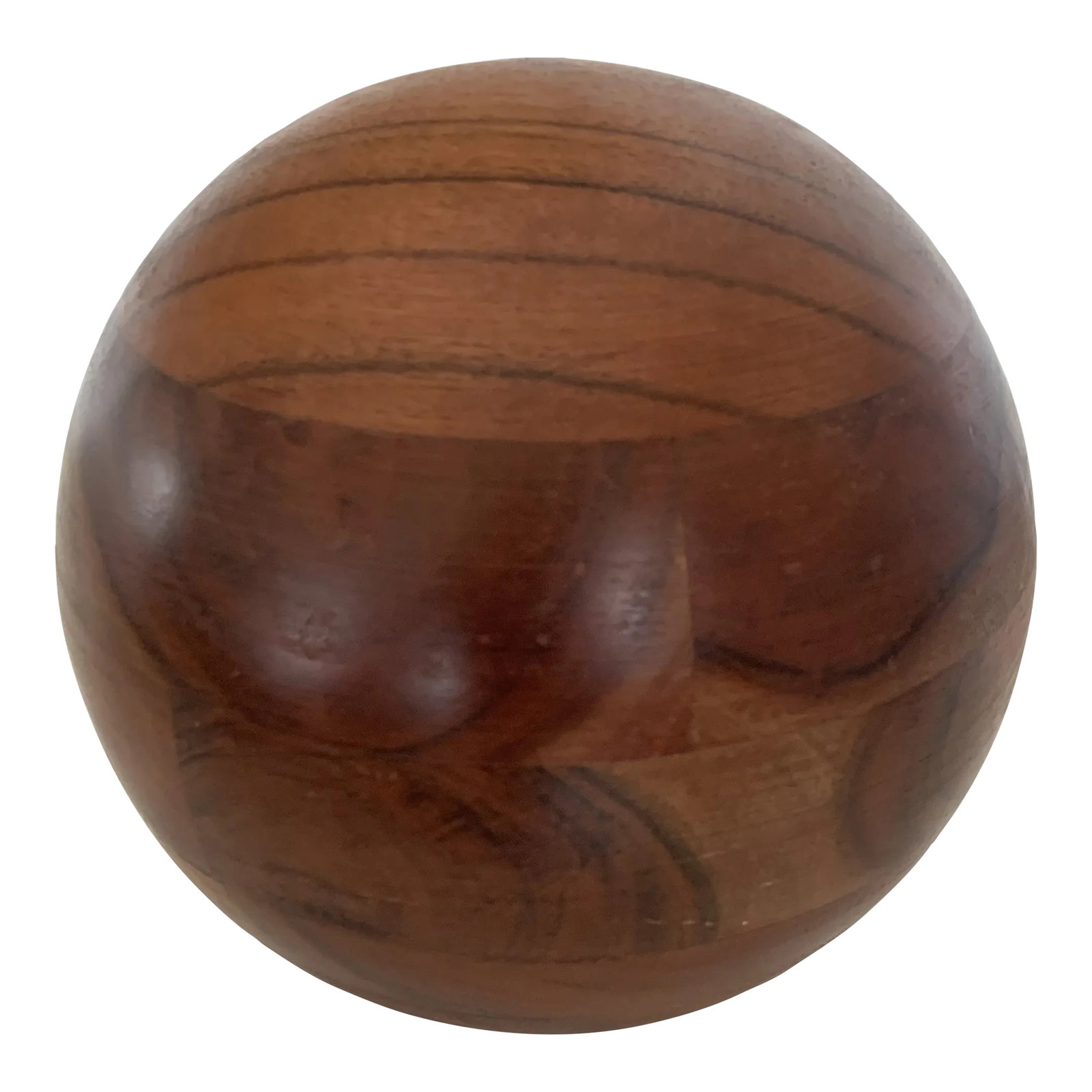 Wood Decorative Sphere Ball: This Vintage Wood Decorative Sphere Ball is great for the minimalist-styled home and excellent for bookshelf styling, simple and striking. Condition: Alterations: Original Condition Unaltered