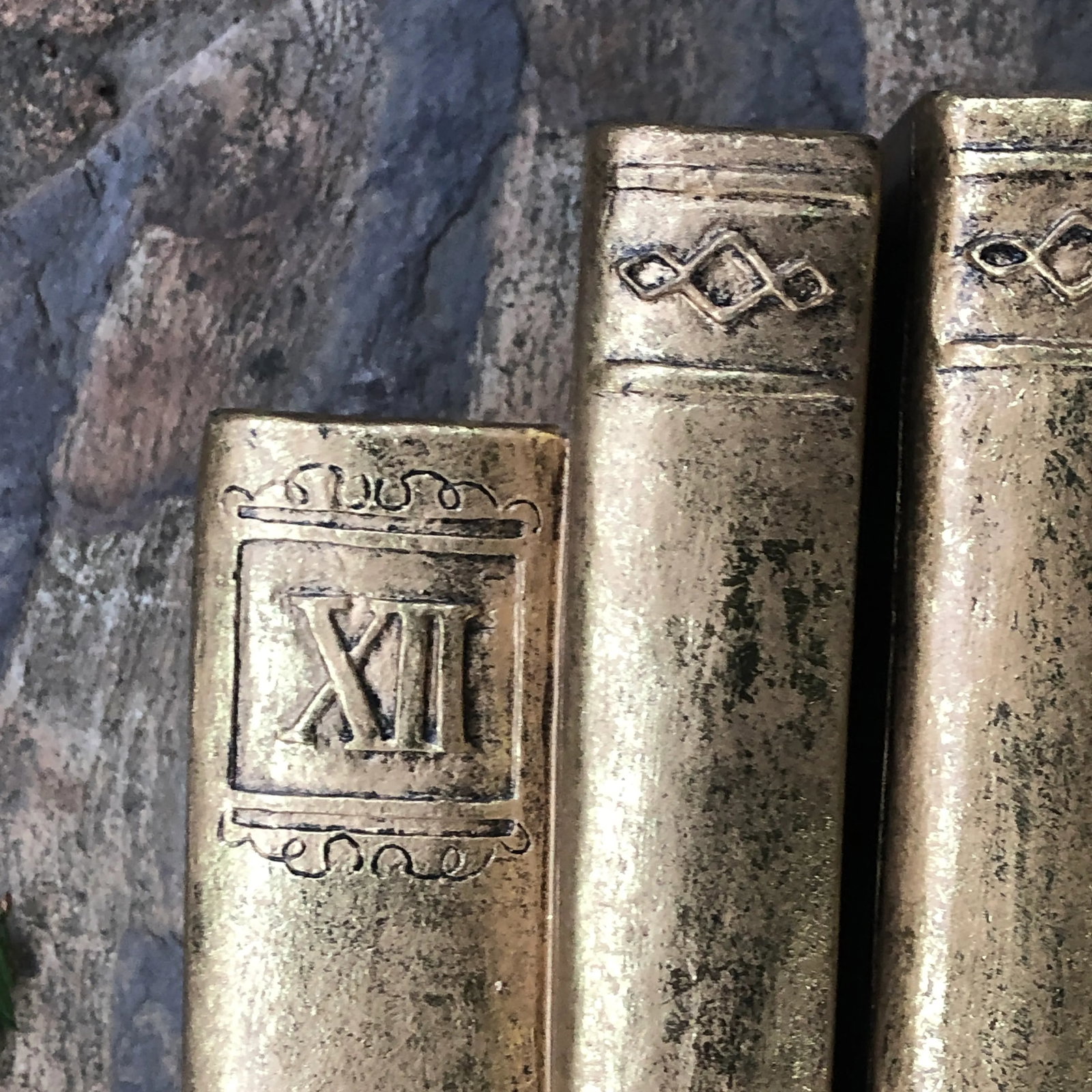 Vintage Late 20th Century Gold Gilt Books Bookends - Set of 2 - 5