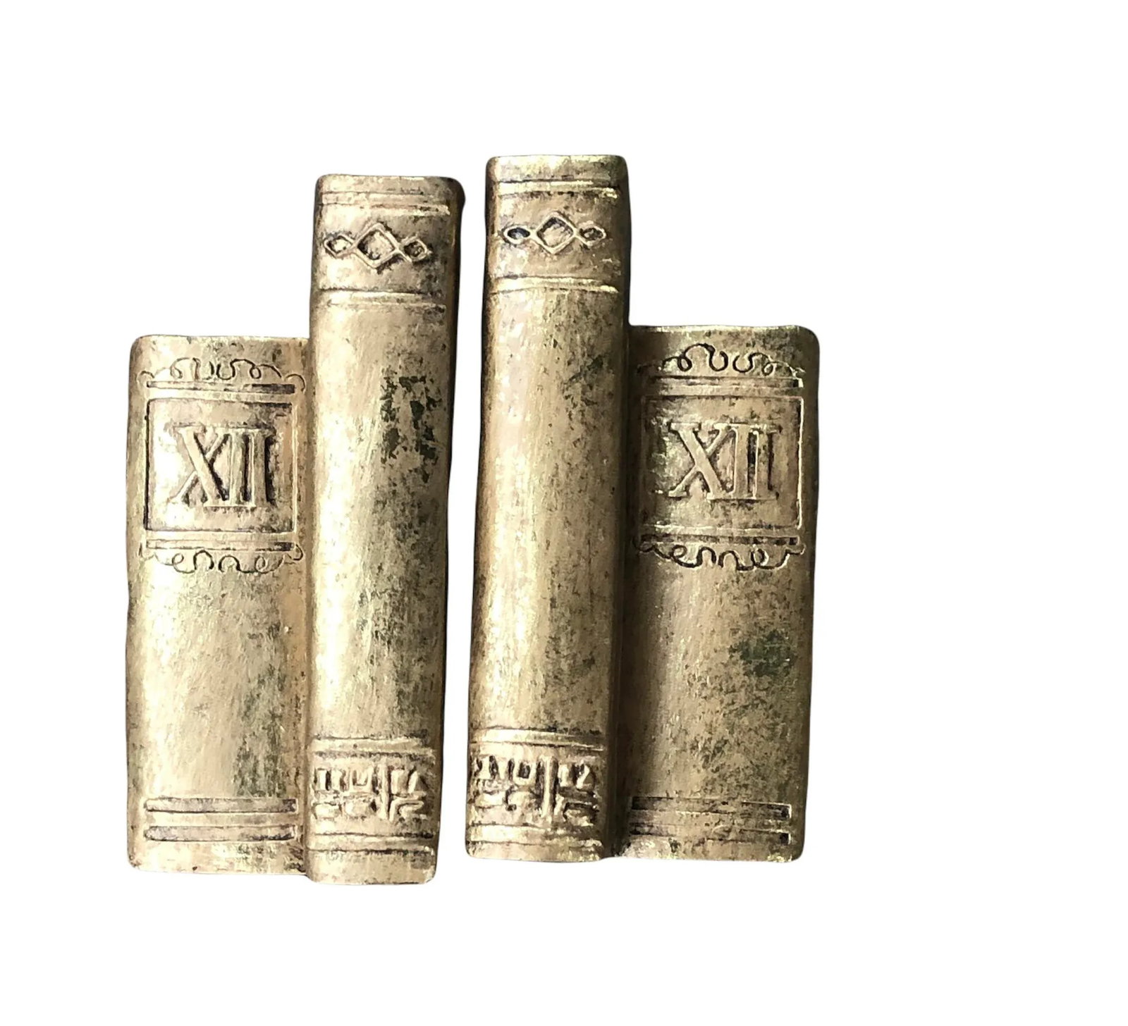 Vintage Late 20th Century Gold Gilt Books Bookends - Set of 2 - 9