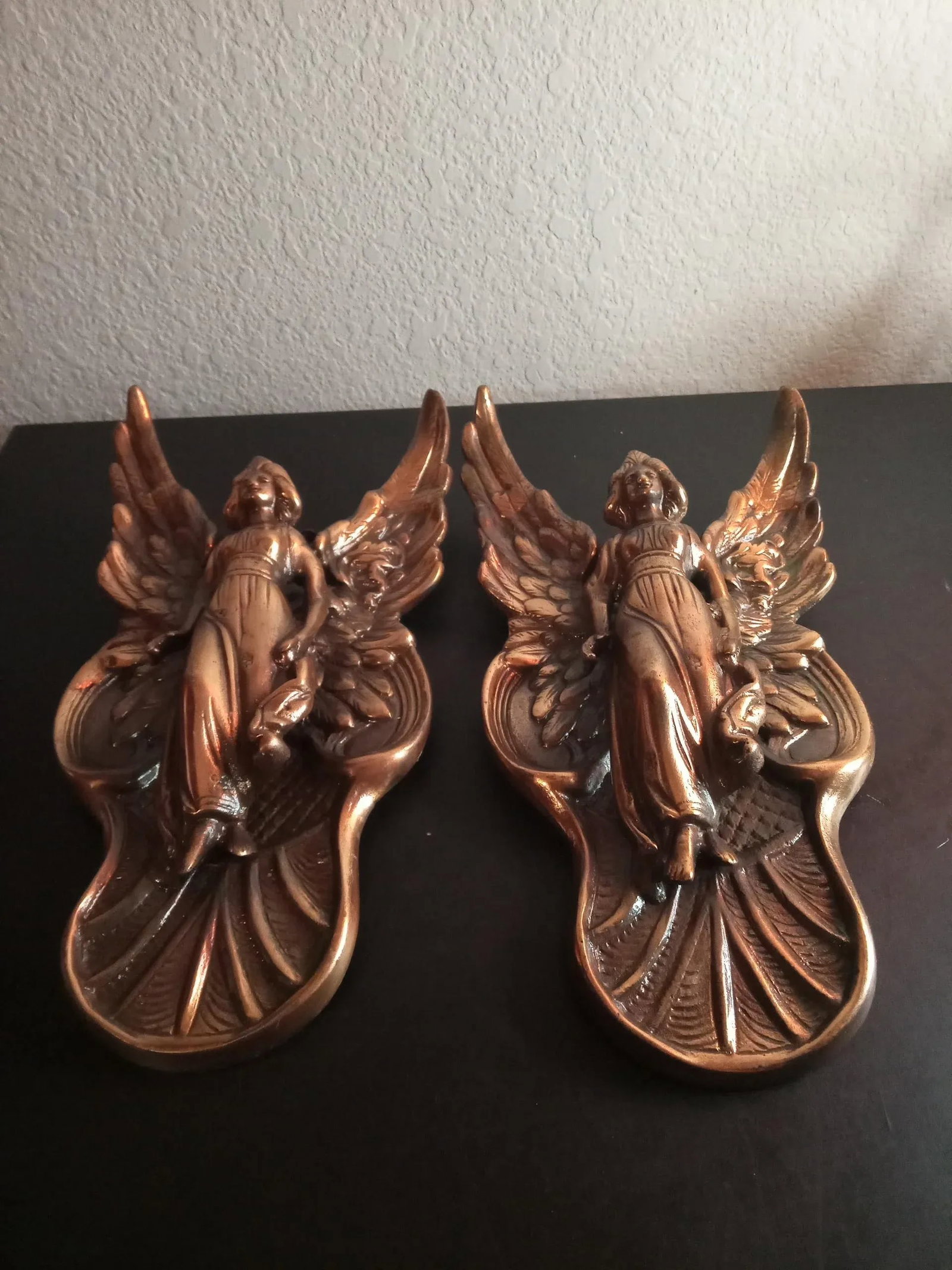 1970s Bronzed Sculpture of Winged Angel Wall Decor- Set of 2 - 5