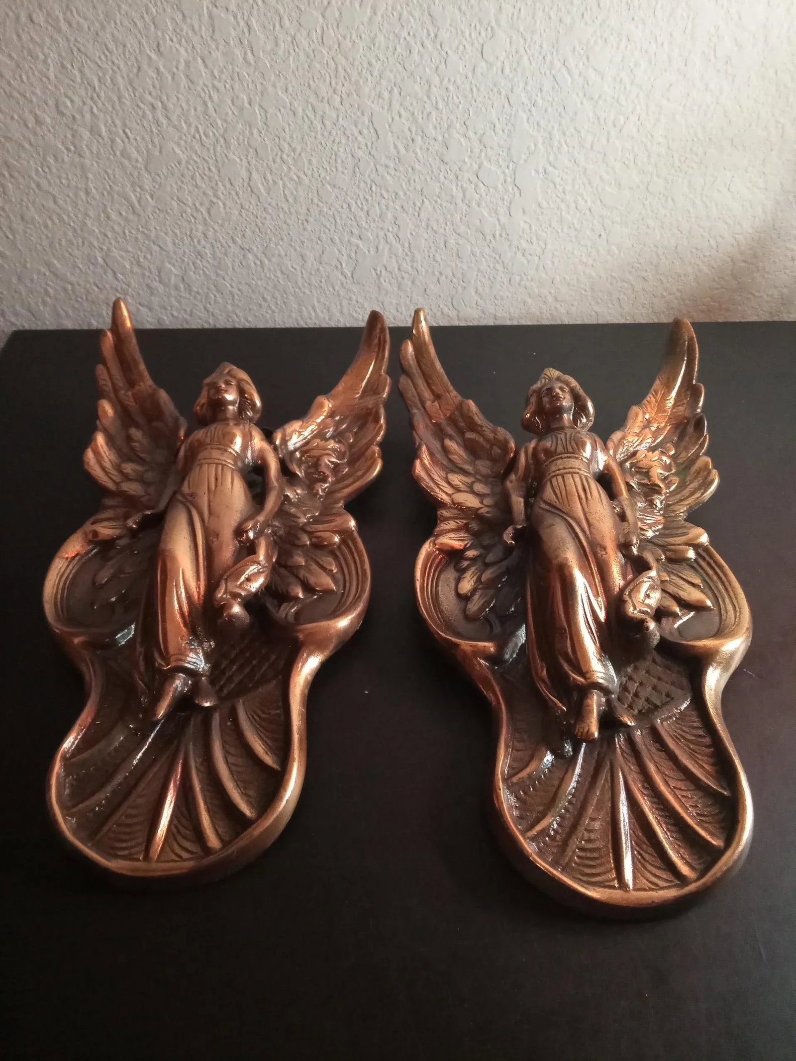 1970s Bronzed Sculpture of Winged Angel Wall Decor- Set of 2 - 6