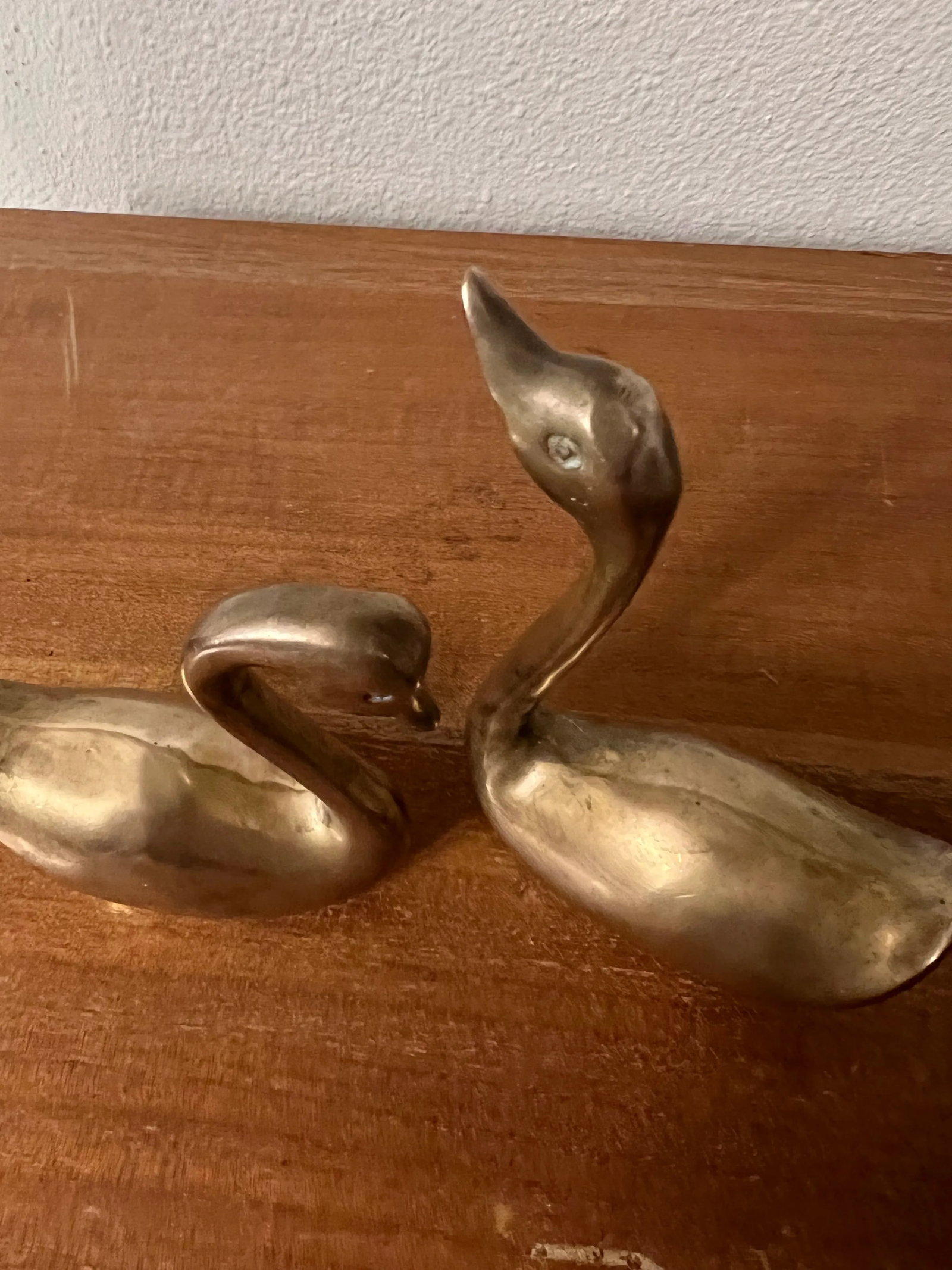 Mid Century Vintage Brass Swan- a Pair - 2