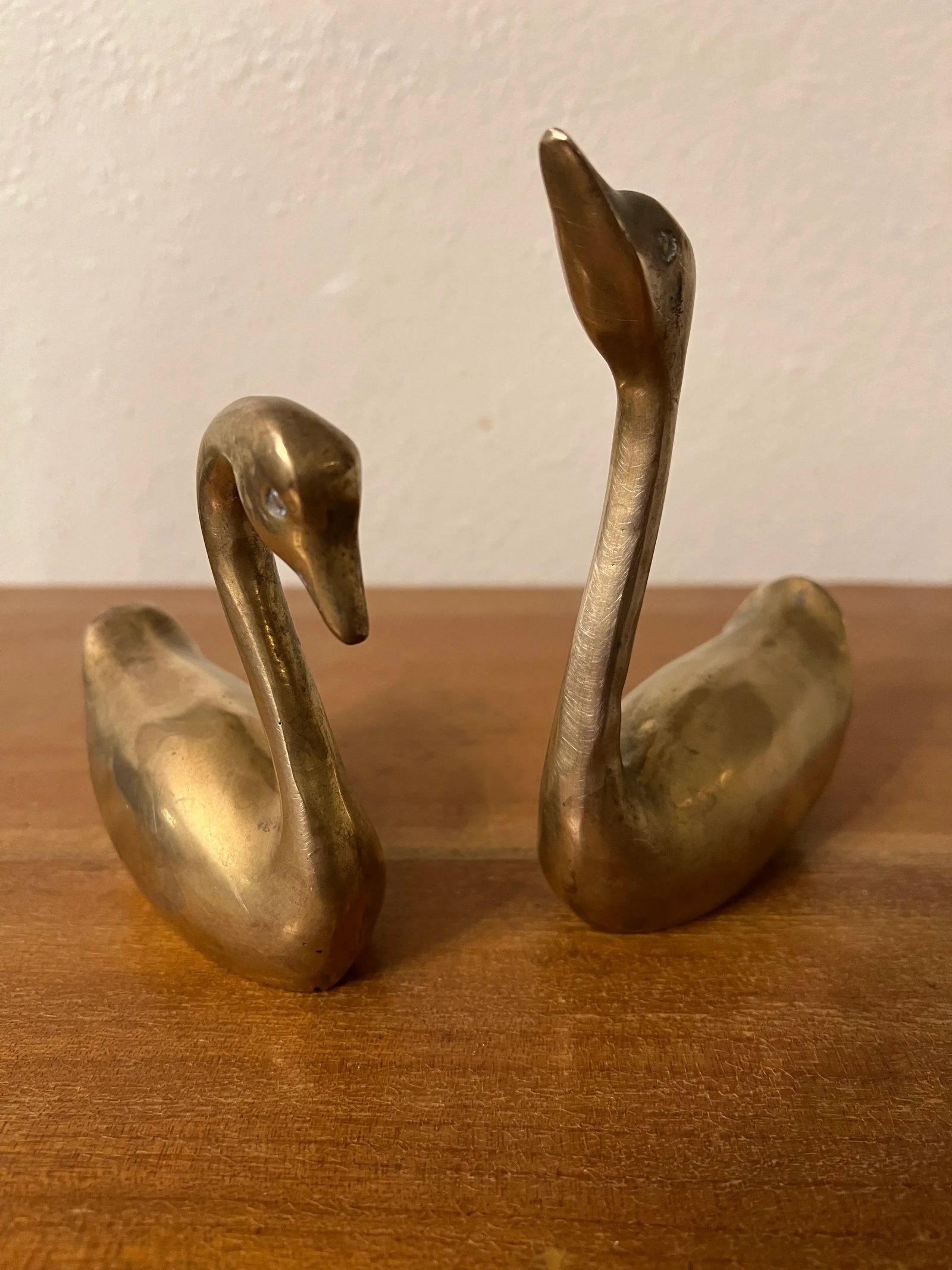 Mid Century Vintage Brass Swan- a Pair - 4