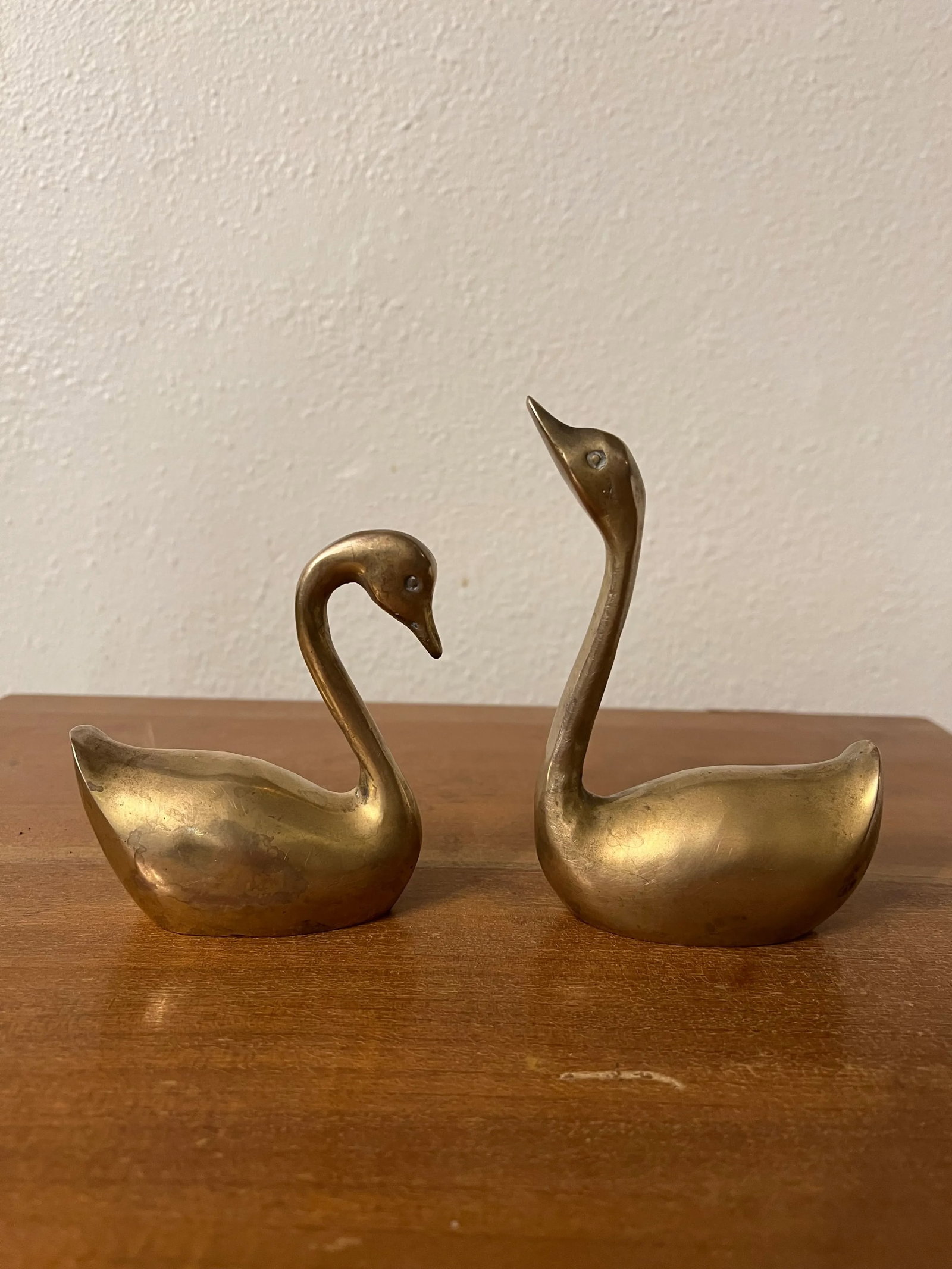 Mid Century Vintage Brass Swan- a Pair - 7