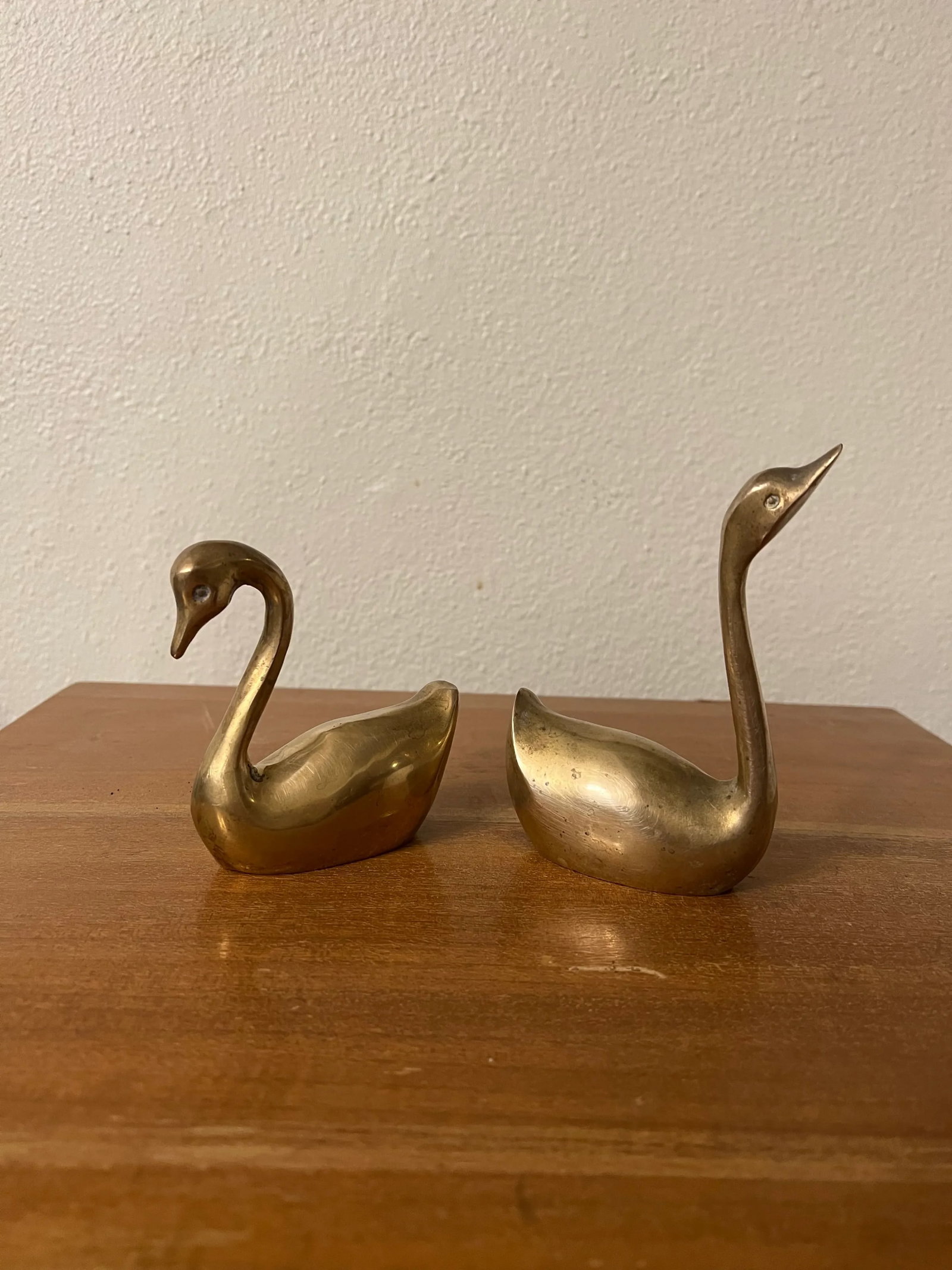 Mid Century Vintage Brass Swan- a Pair - 8