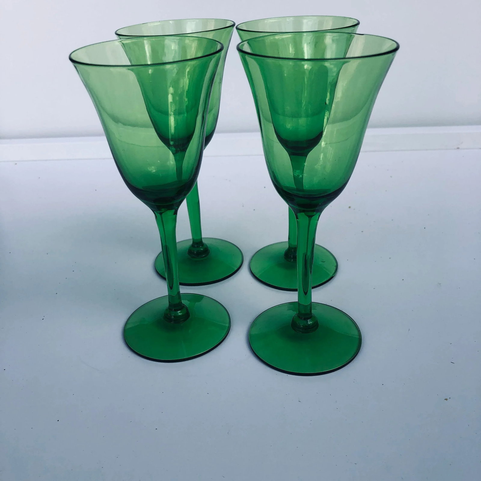 Vintage Green Glass Stemware S/4 - 2