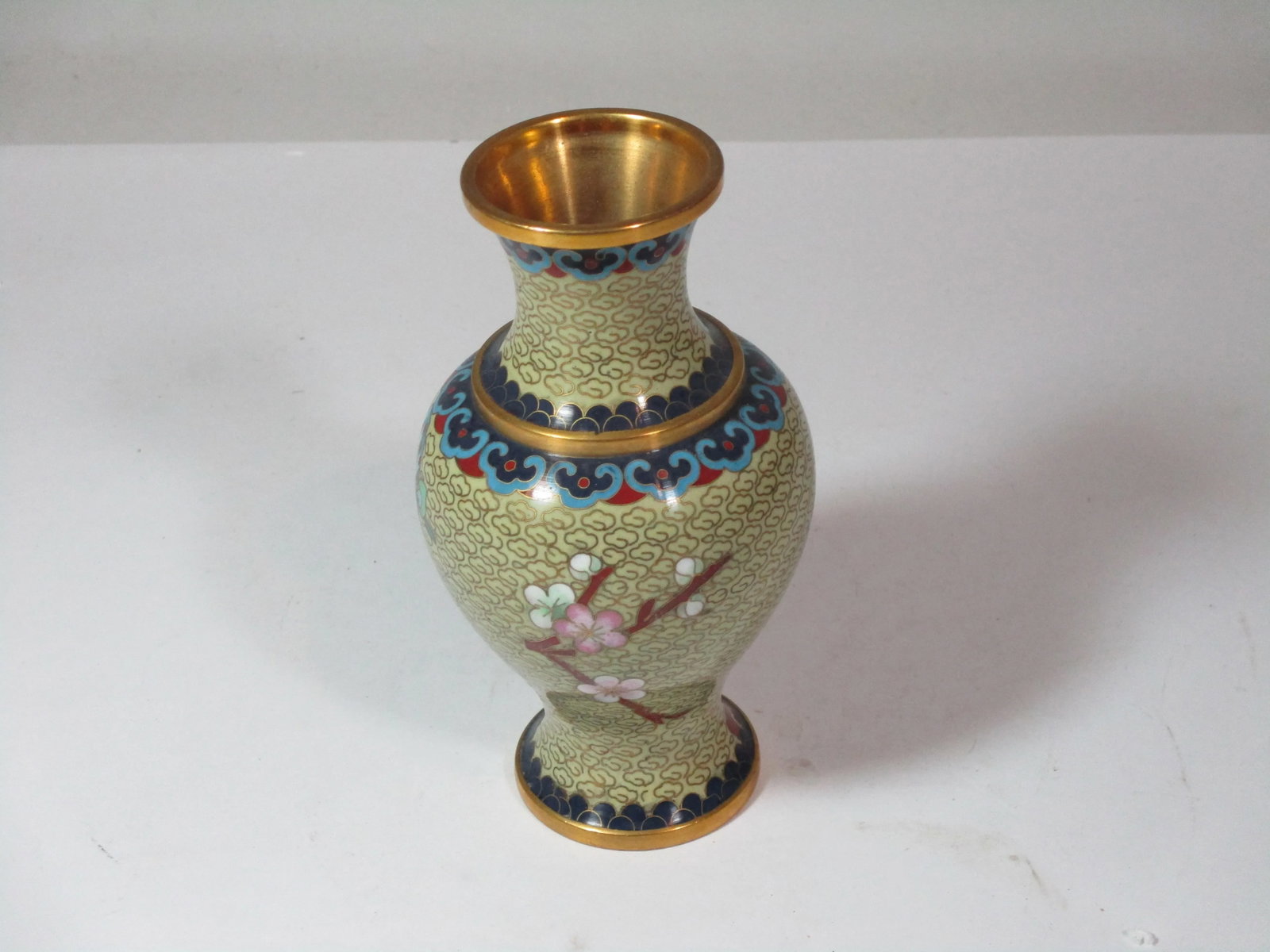 Vintage 1960s Floral Cloisonne Vase - 3
