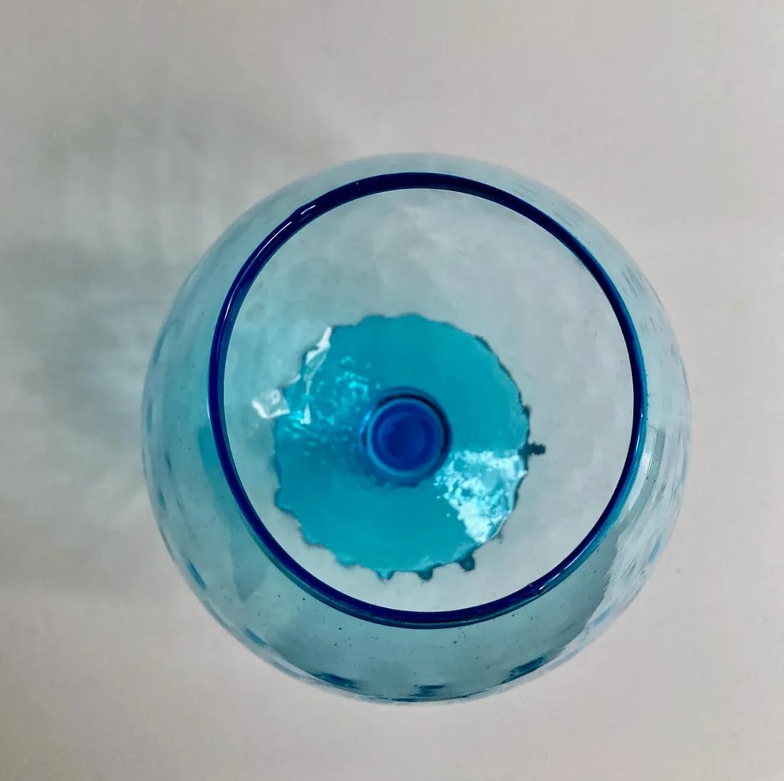 1960s Empoli Optic Aqua Art Glass Snifter Vase - 11