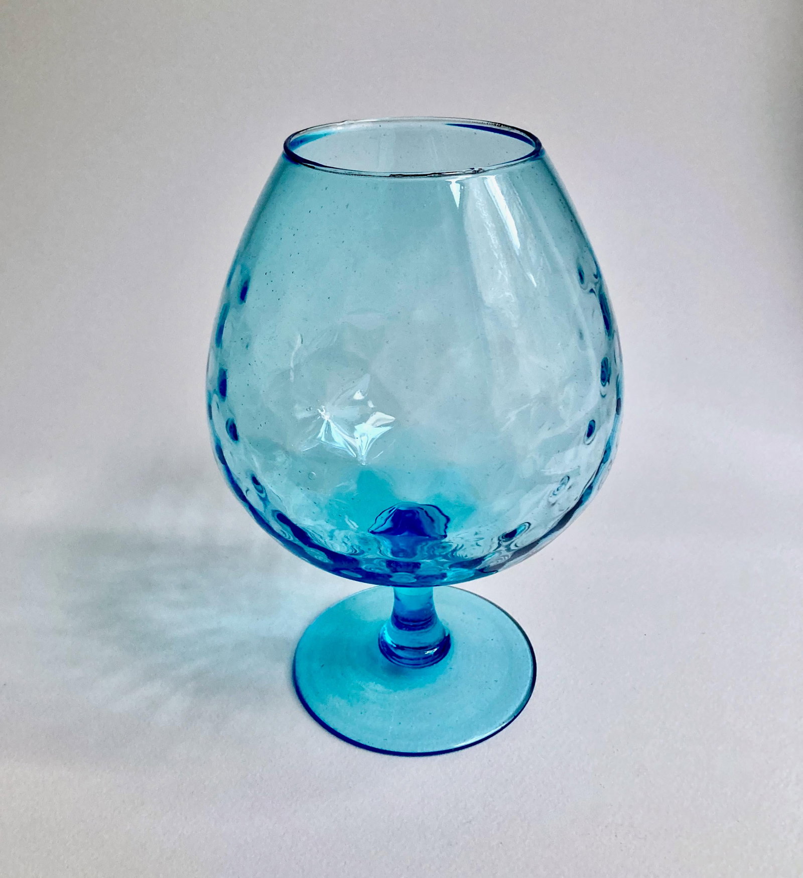 1960s Empoli Optic Aqua Art Glass Snifter Vase - 14