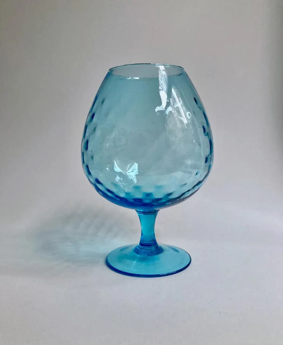 1960s Empoli Optic Aqua Art Glass Snifter Vase - 2
