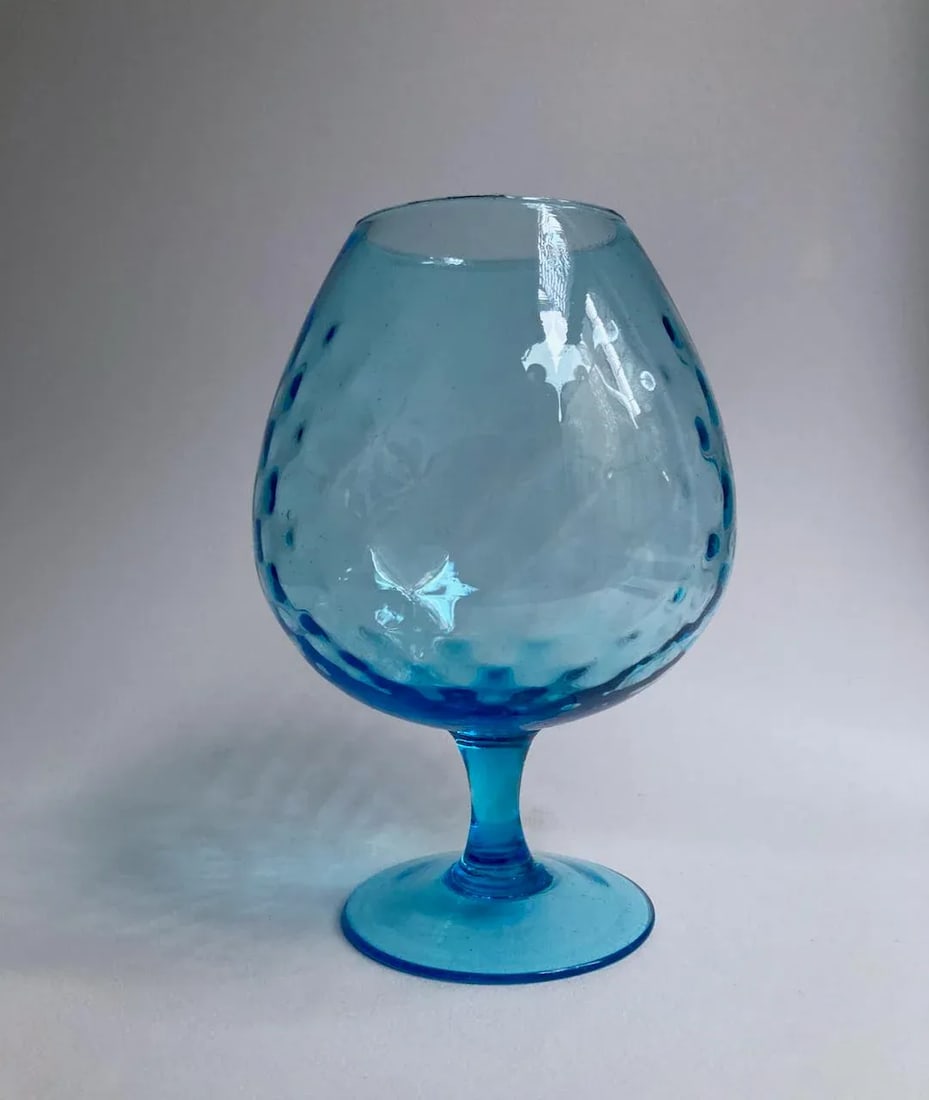 1960s Empoli Optic Aqua Art Glass Snifter Vase - 3