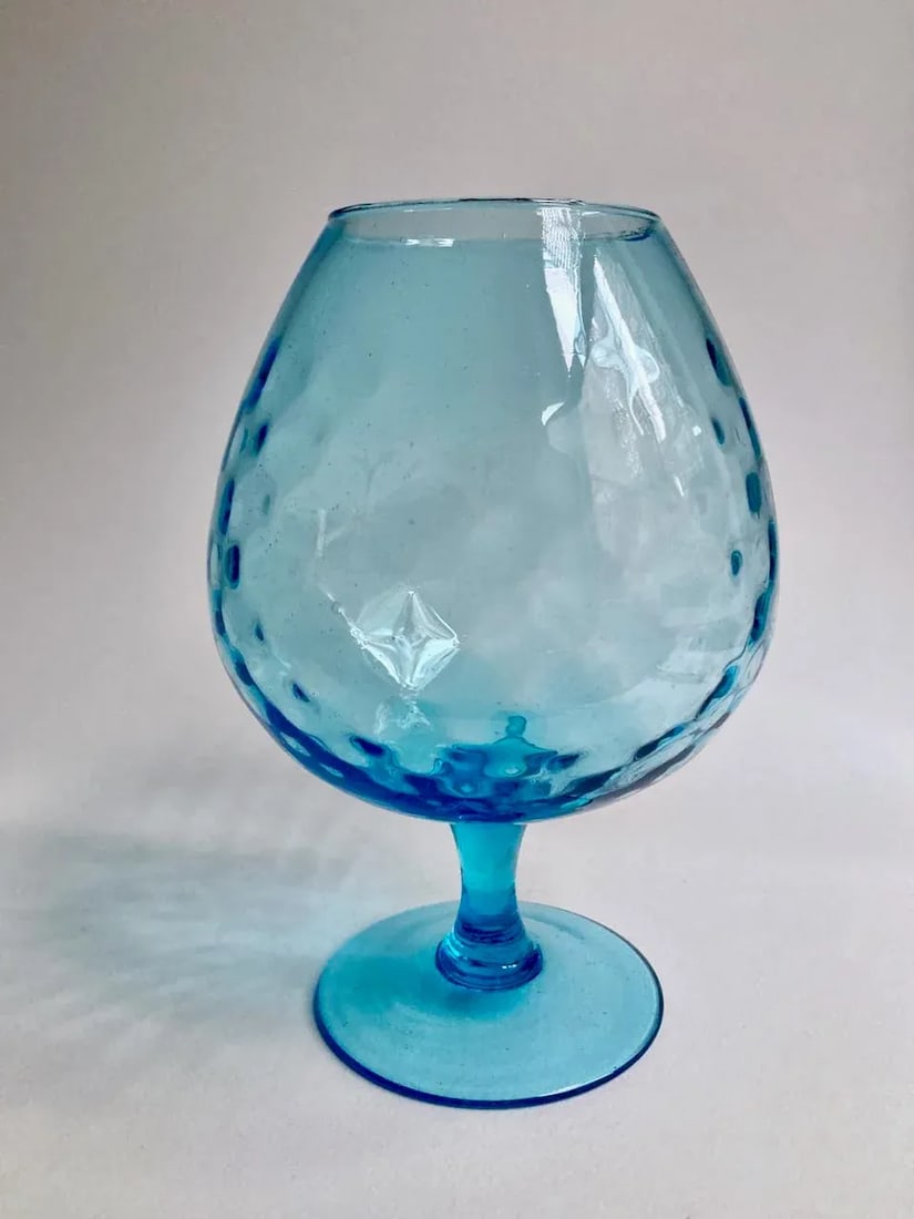 1960s Empoli Optic Aqua Art Glass Snifter Vase - 4