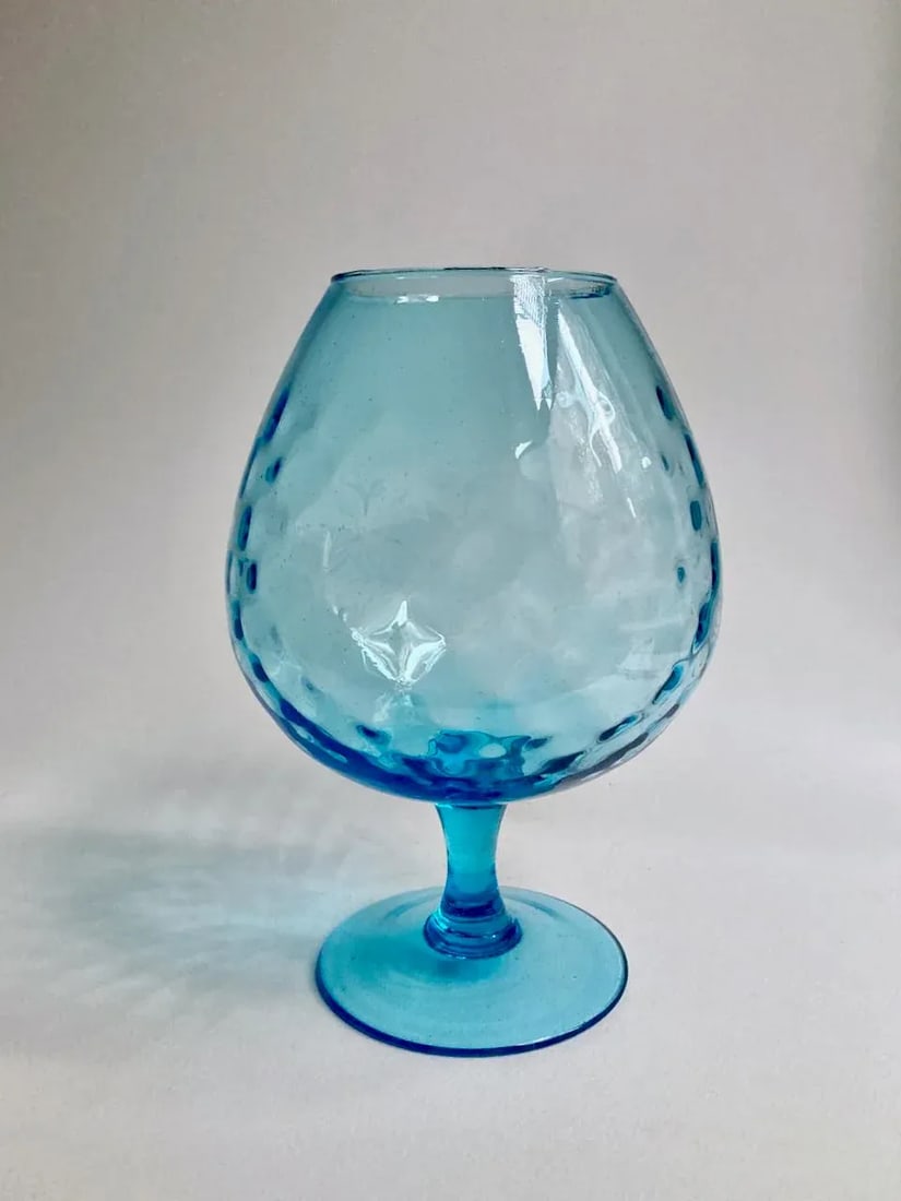 1960s Empoli Optic Aqua Art Glass Snifter Vase - 5