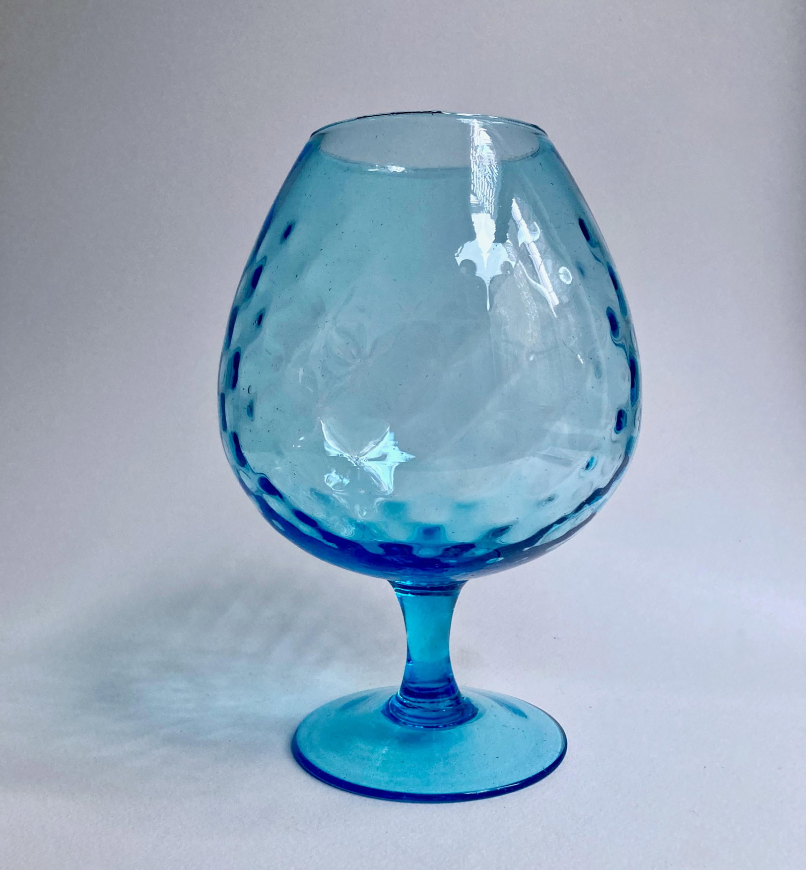 1960s Empoli Optic Aqua Art Glass Snifter Vase - 6