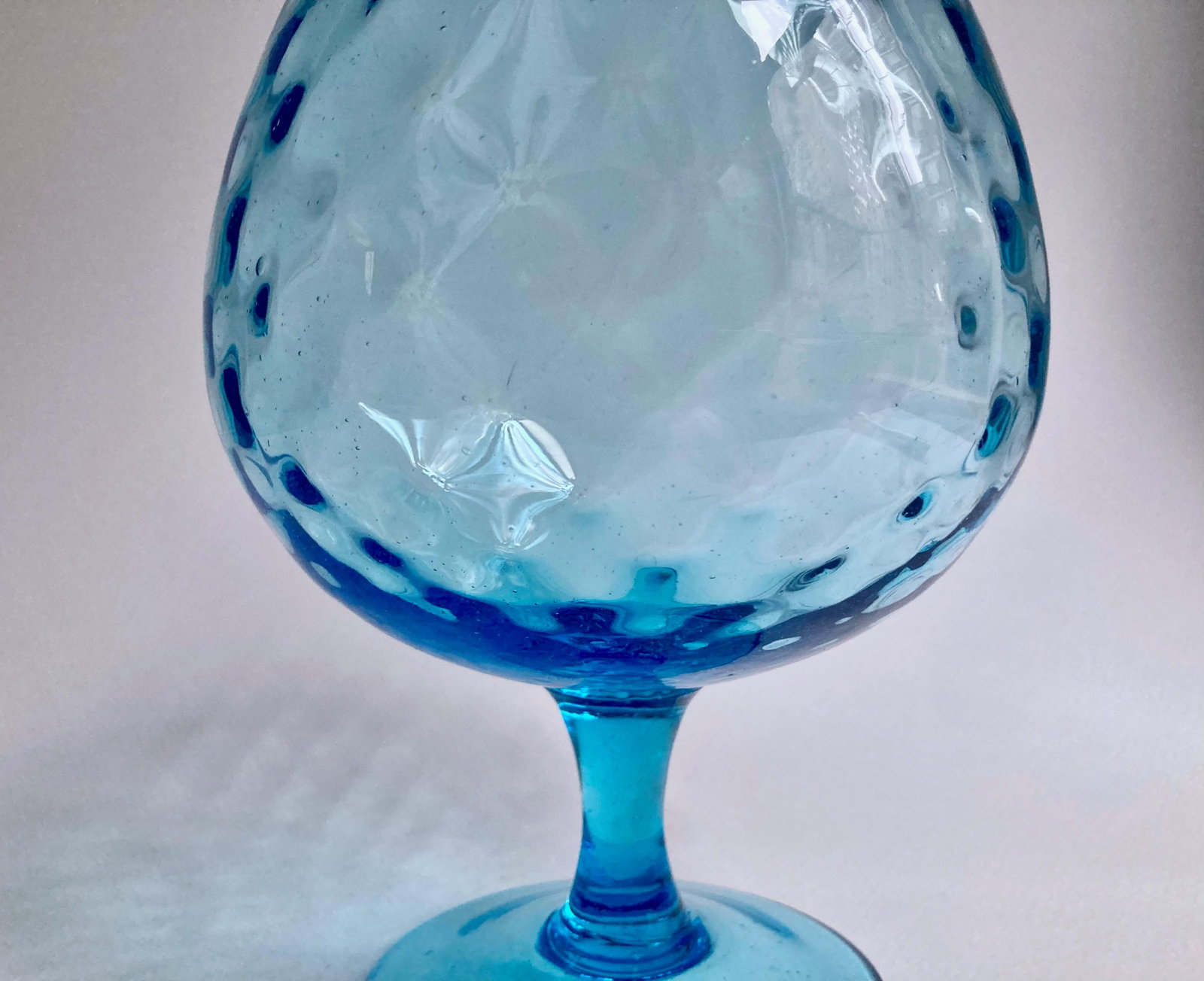 1960s Empoli Optic Aqua Art Glass Snifter Vase - 7