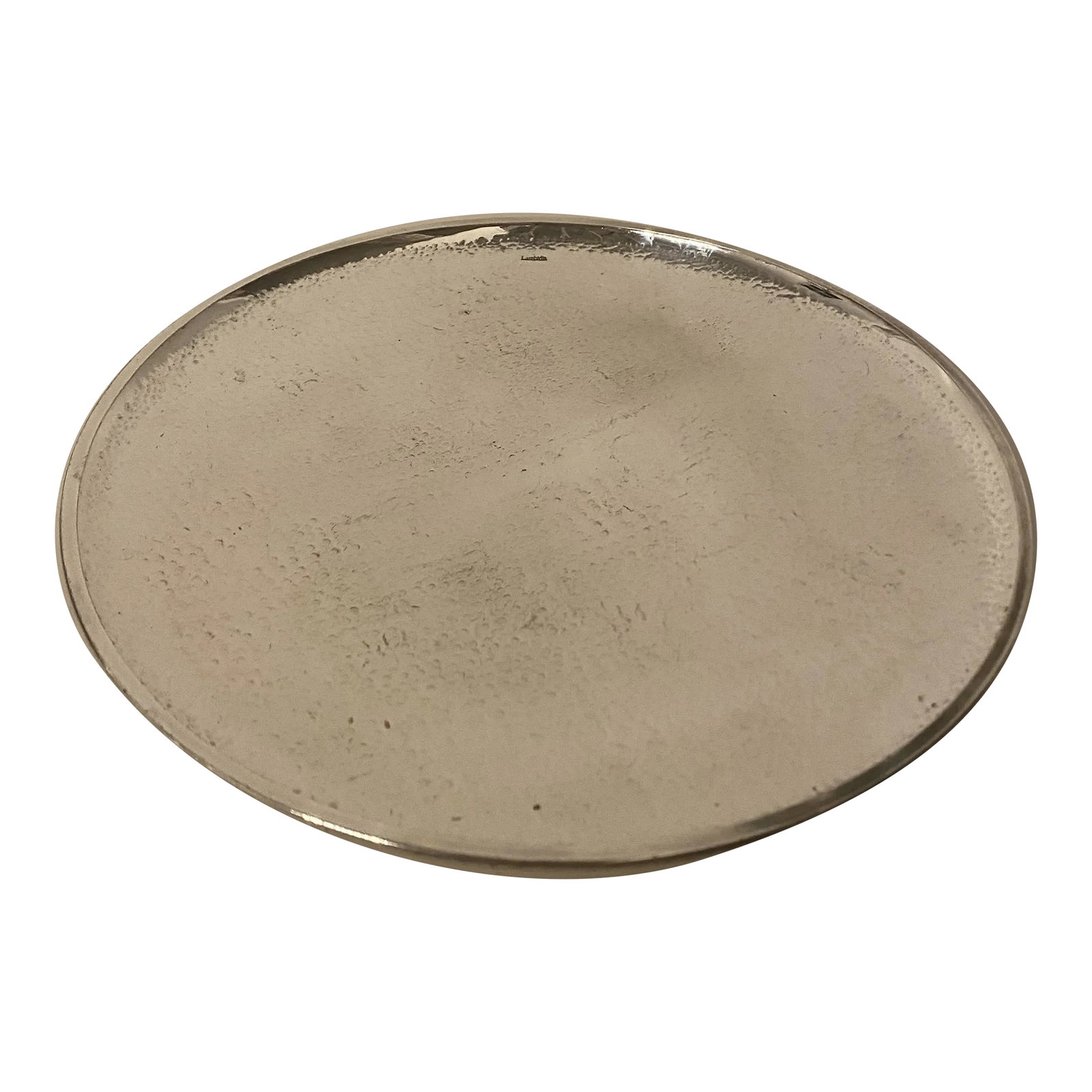 Vintage Silverplate Serving Dish: Great looking Greek inspired hammered silverplate dish made by the Greek firm Lambidis. Condition: Alterations: Original Condition Unaltered Imperfections: Some Imperfections Condition Notes: Typical