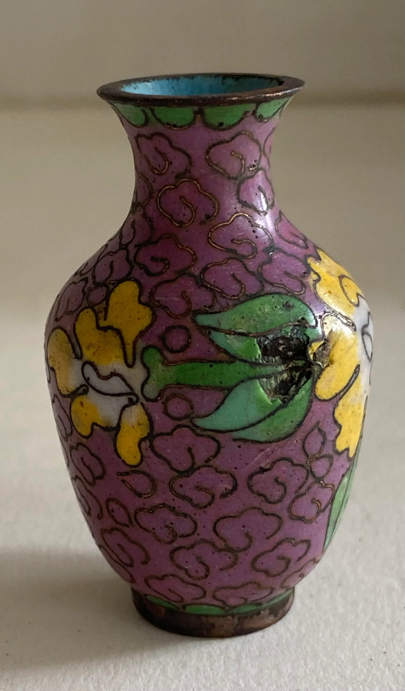 Antique Chinese Cloisonne Miniature Vase - 6