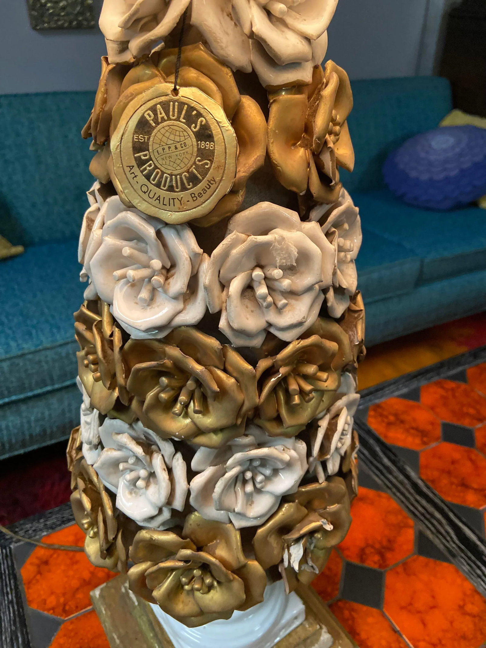 Vintage Capodimonte Porcelain Floral Table Lamp - 3