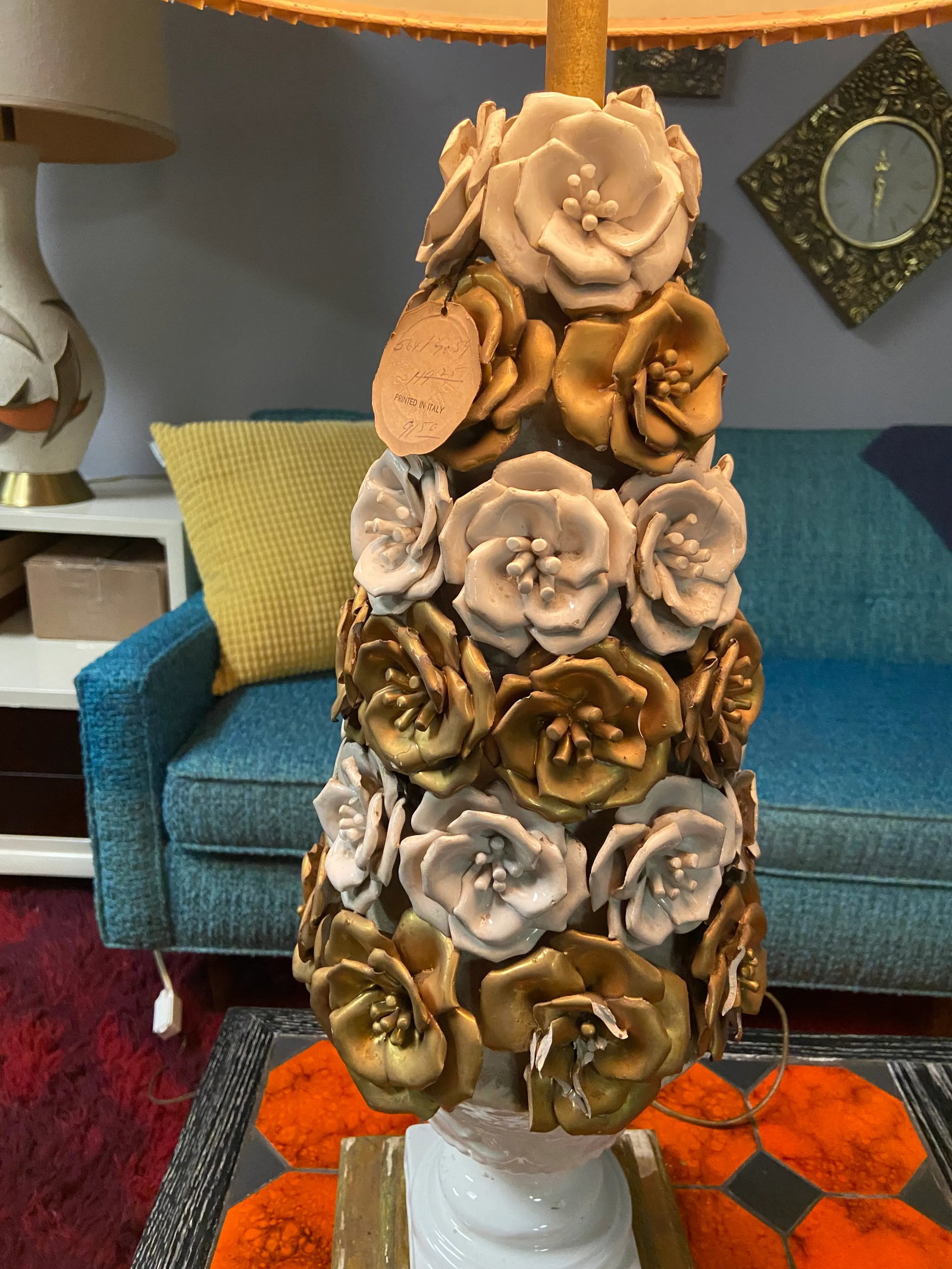 Vintage Capodimonte Porcelain Floral Table Lamp - 4