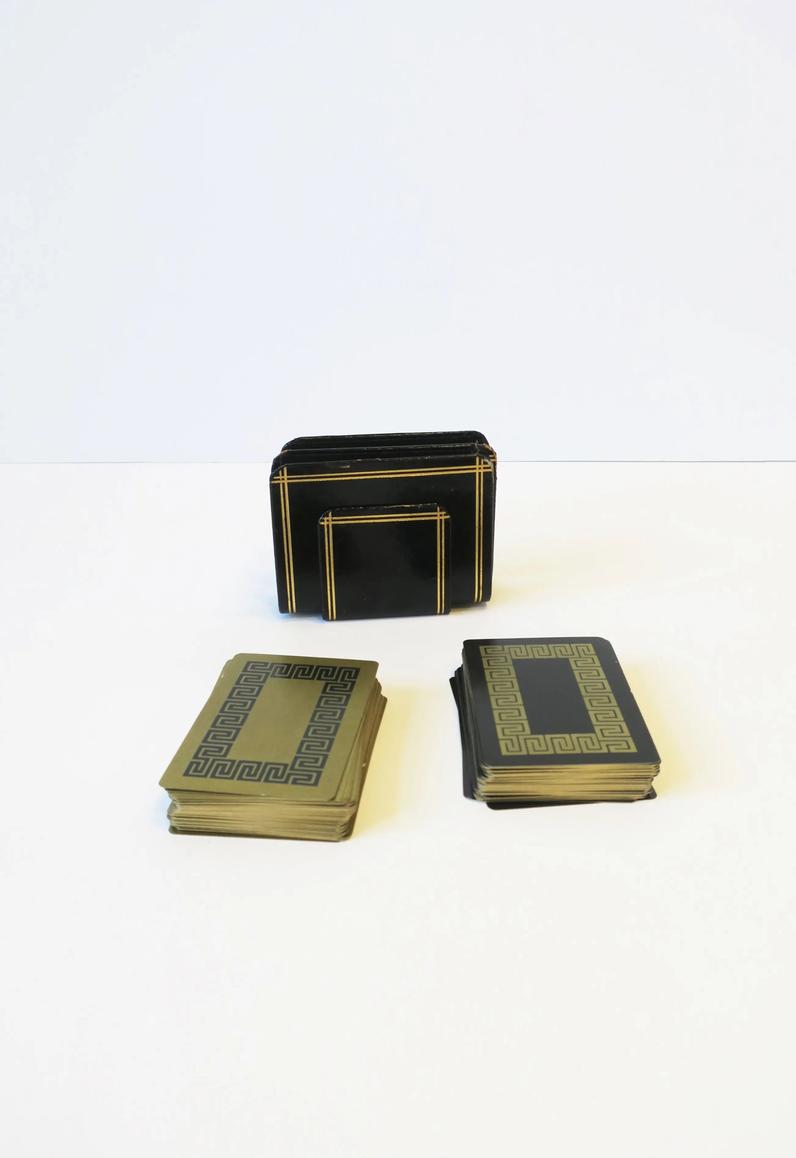 Vintage Playing Cards in Black and Gold With Greek Key Design - 3