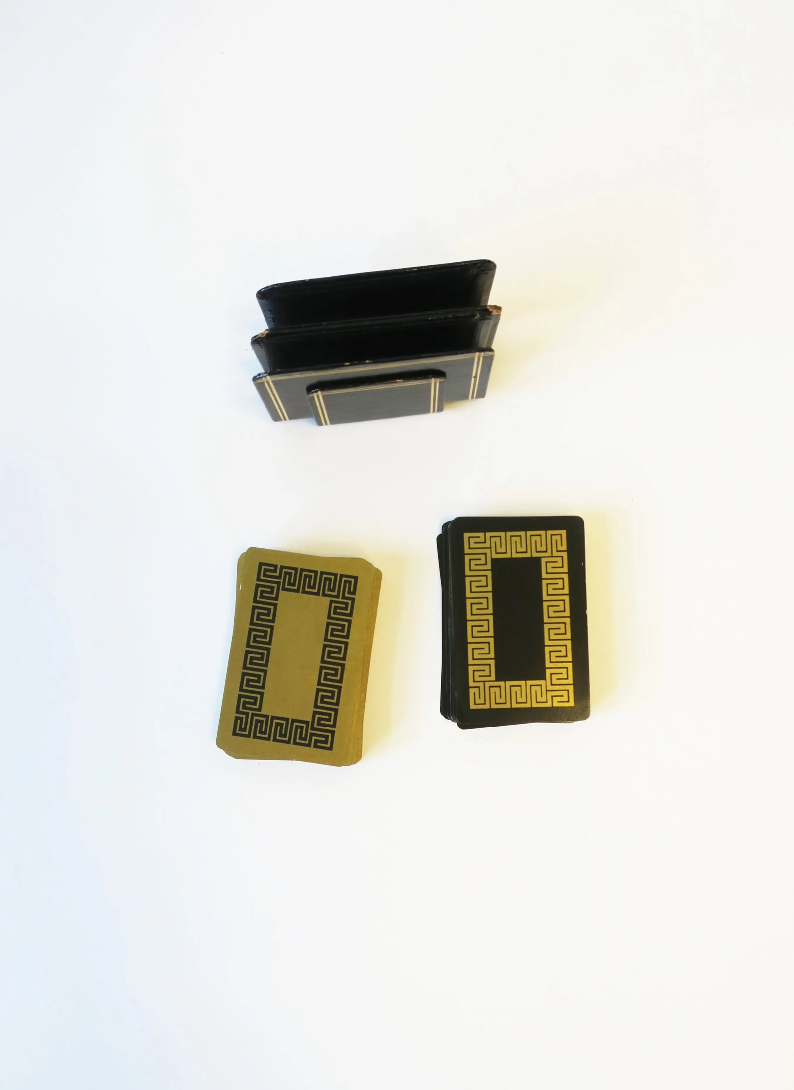 Vintage Playing Cards in Black and Gold With Greek Key Design - 4