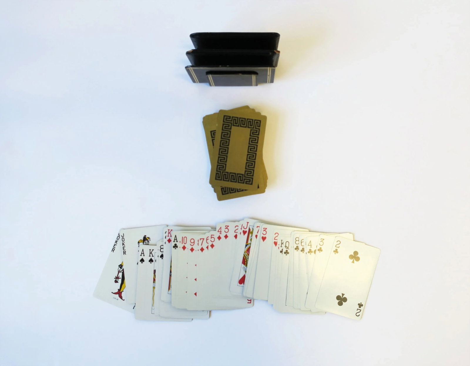 Vintage Playing Cards in Black and Gold With Greek Key Design - 5