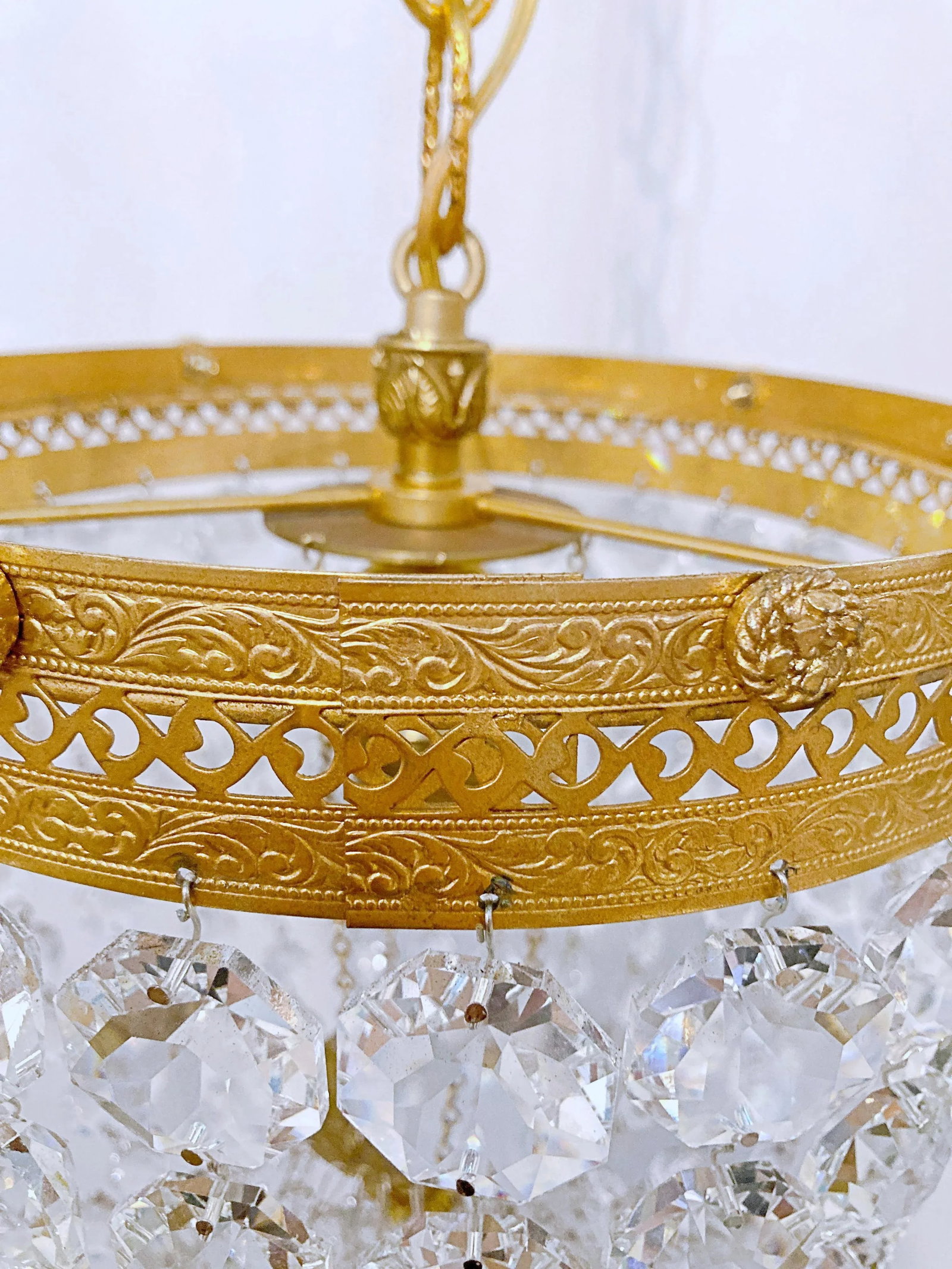 1950s Italian Brass Basket Chandelier - 3