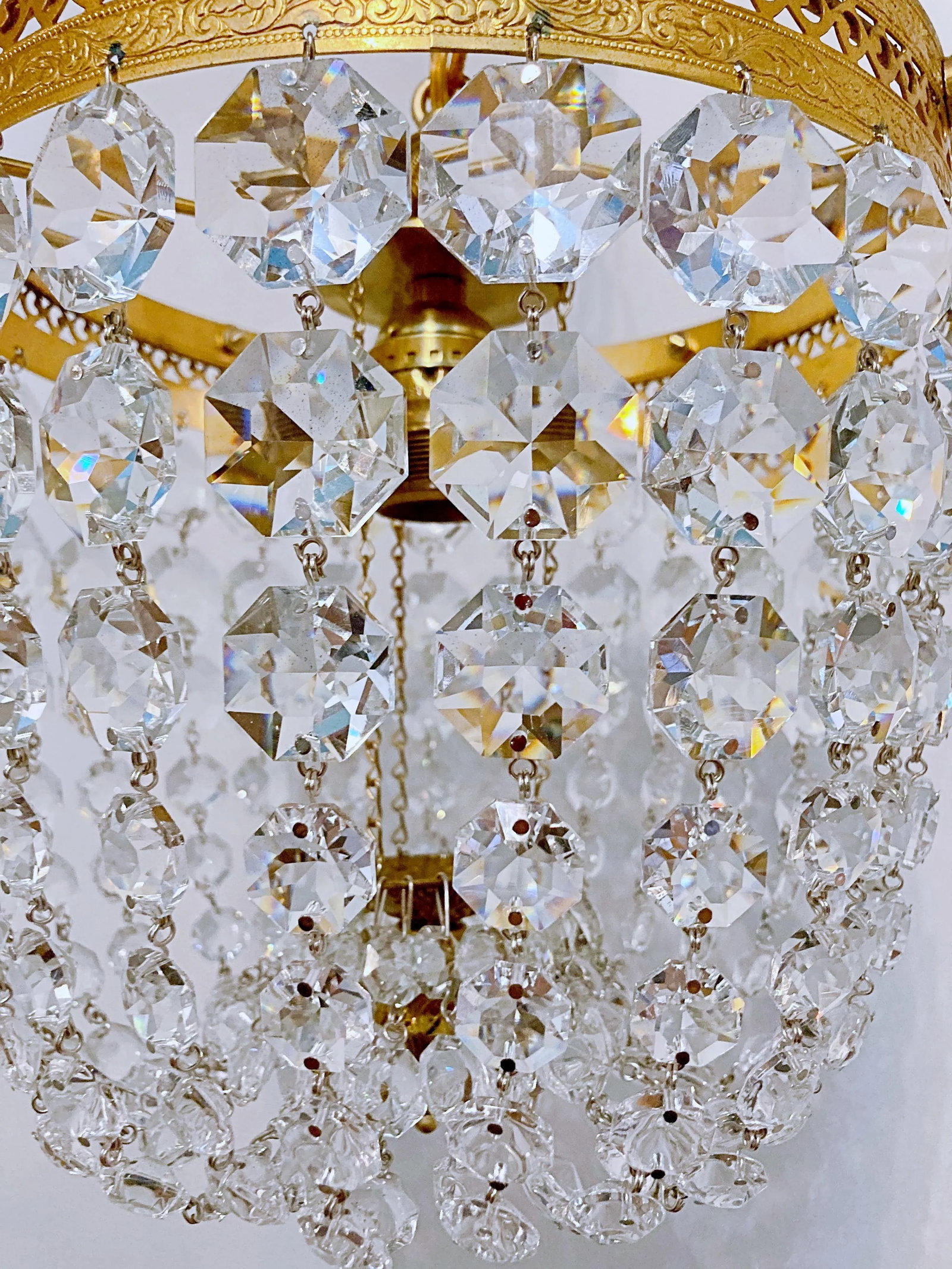 1950s Italian Brass Basket Chandelier - 4