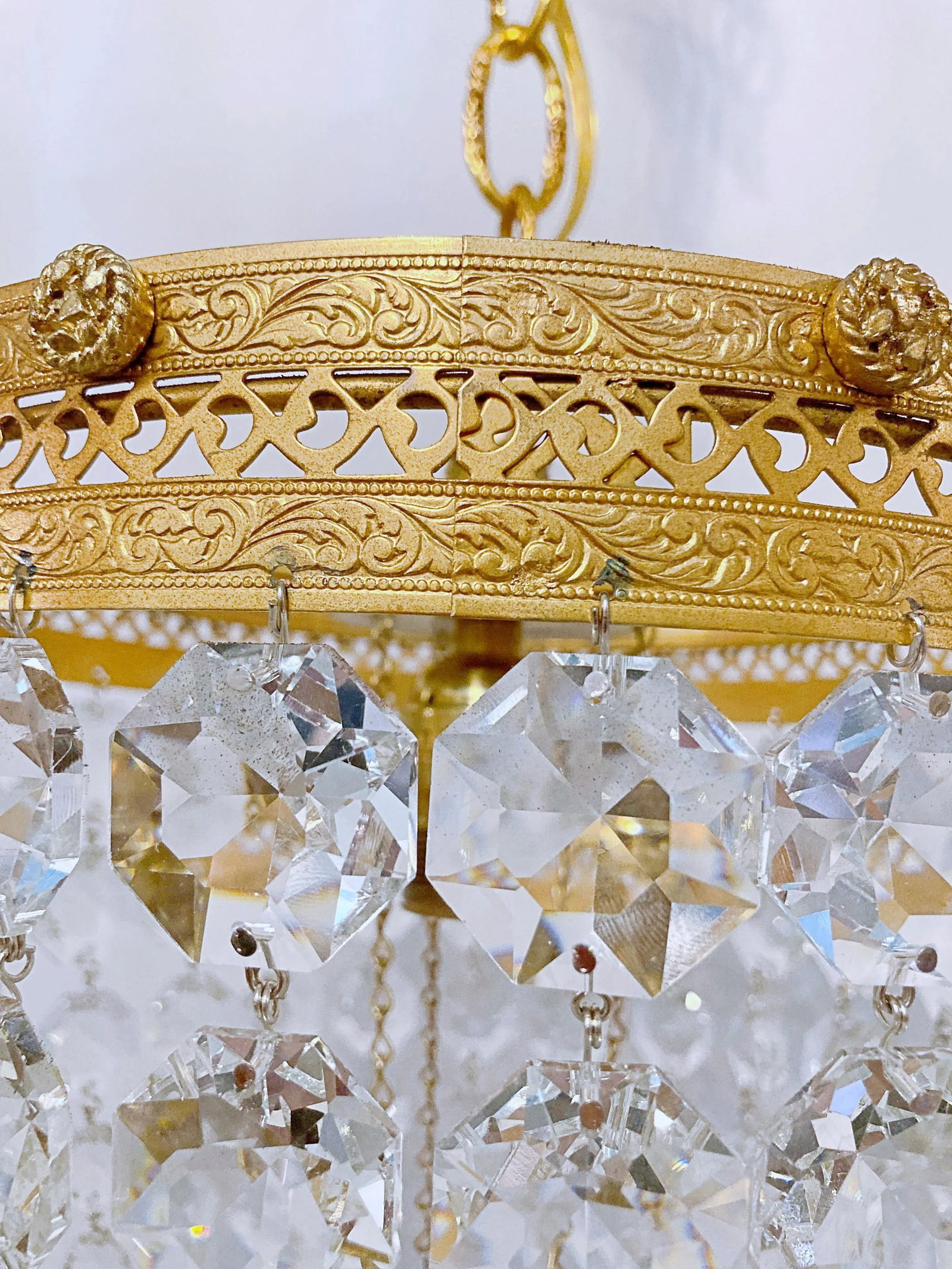 1950s Italian Brass Basket Chandelier - 5
