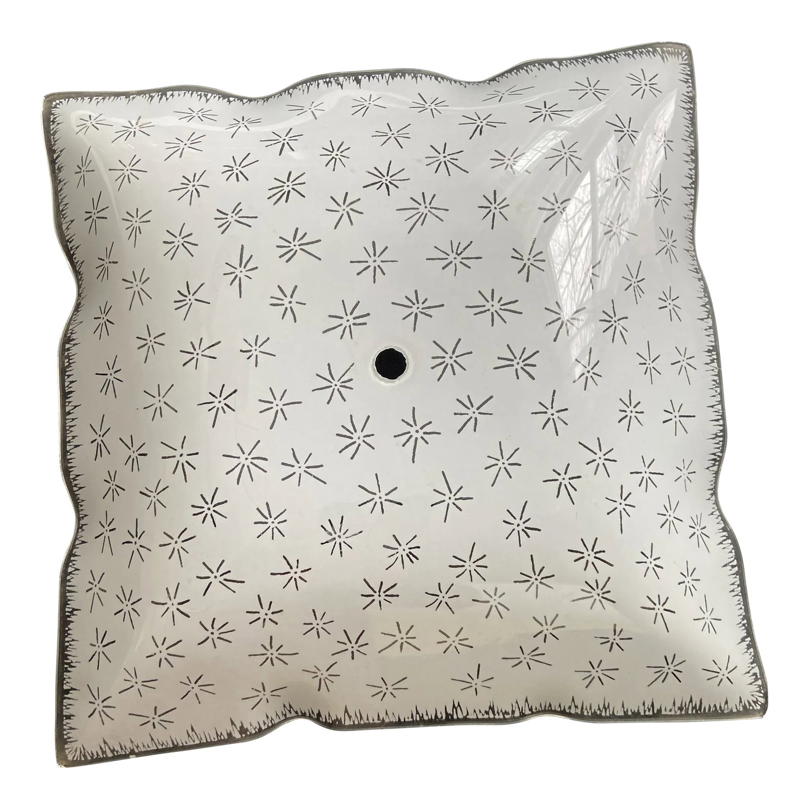 Mid-20th Century Glass Starburst Ceiling Fixture Shade: Mid Century Modern Glass Ceiling Fixture Shade In starbursts Original vintage Minor age wear Home in middke Condition: Alterations: Unknown Imperfections: Some Imperfections Condition Notes: Minor