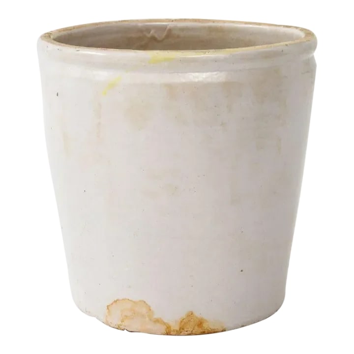 Antique Stoneware Urn: Small 19th century French confit pot or jar. Handcrafted. Originally used to store and preserve food. Condition: Alterations: Original Condition Unaltered Imperfections: Some Imperfections Condition N