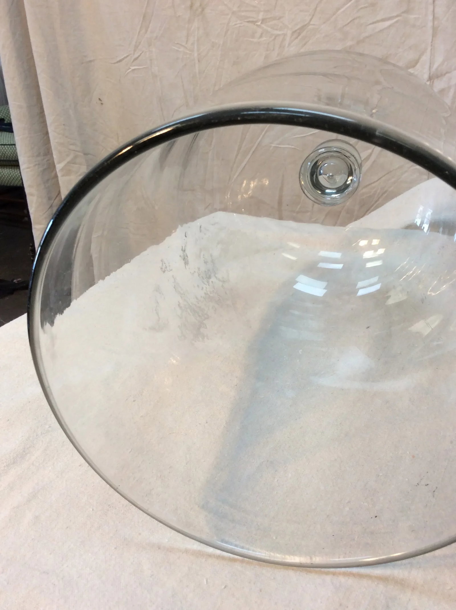 1800s French Glass Dome, Cloche With Solid Glass Knob Handle - 10