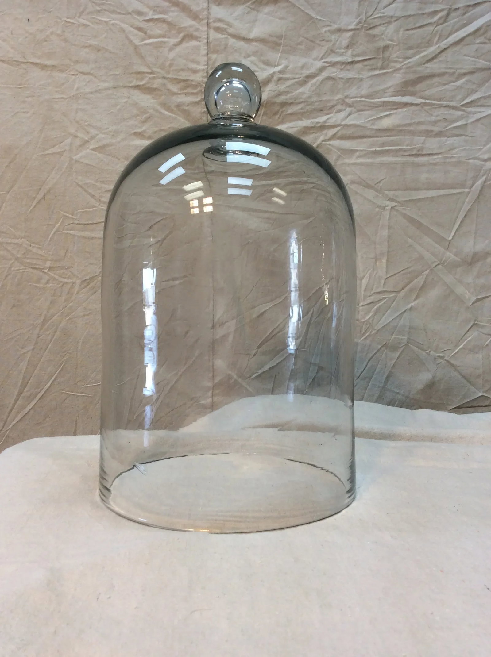 1800s French Glass Dome, Cloche With Solid Glass Knob Handle - 4