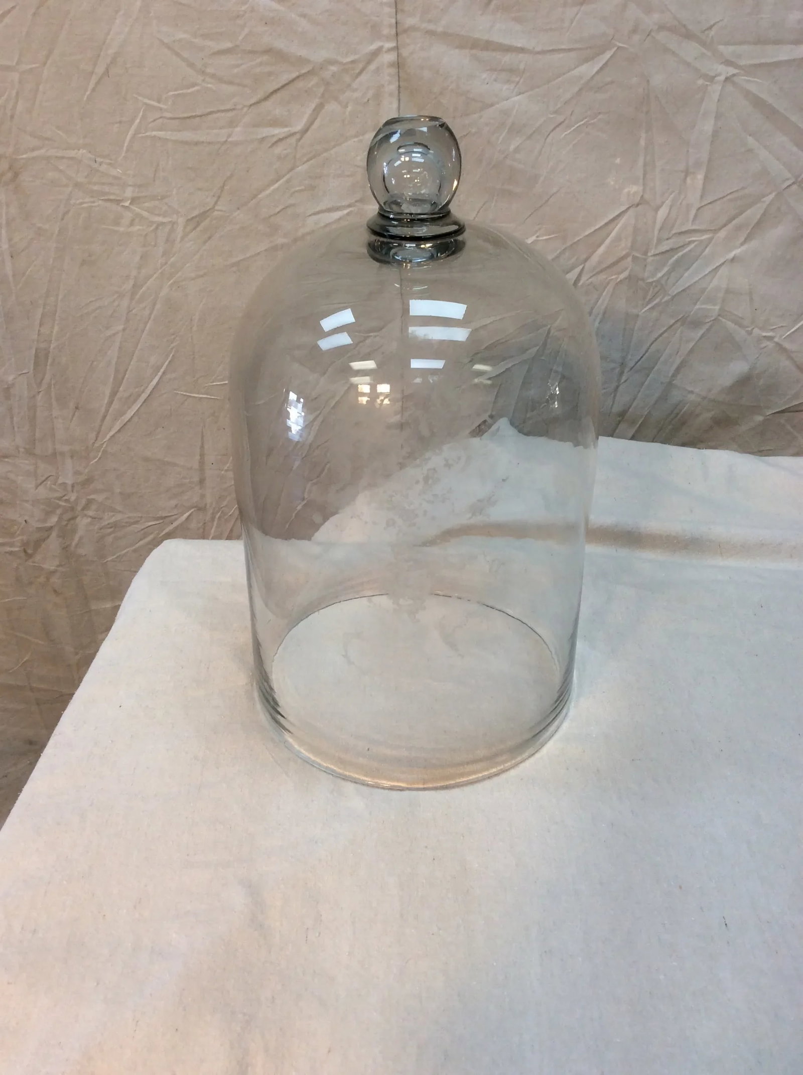 1800s French Glass Dome, Cloche With Solid Glass Knob Handle - 6