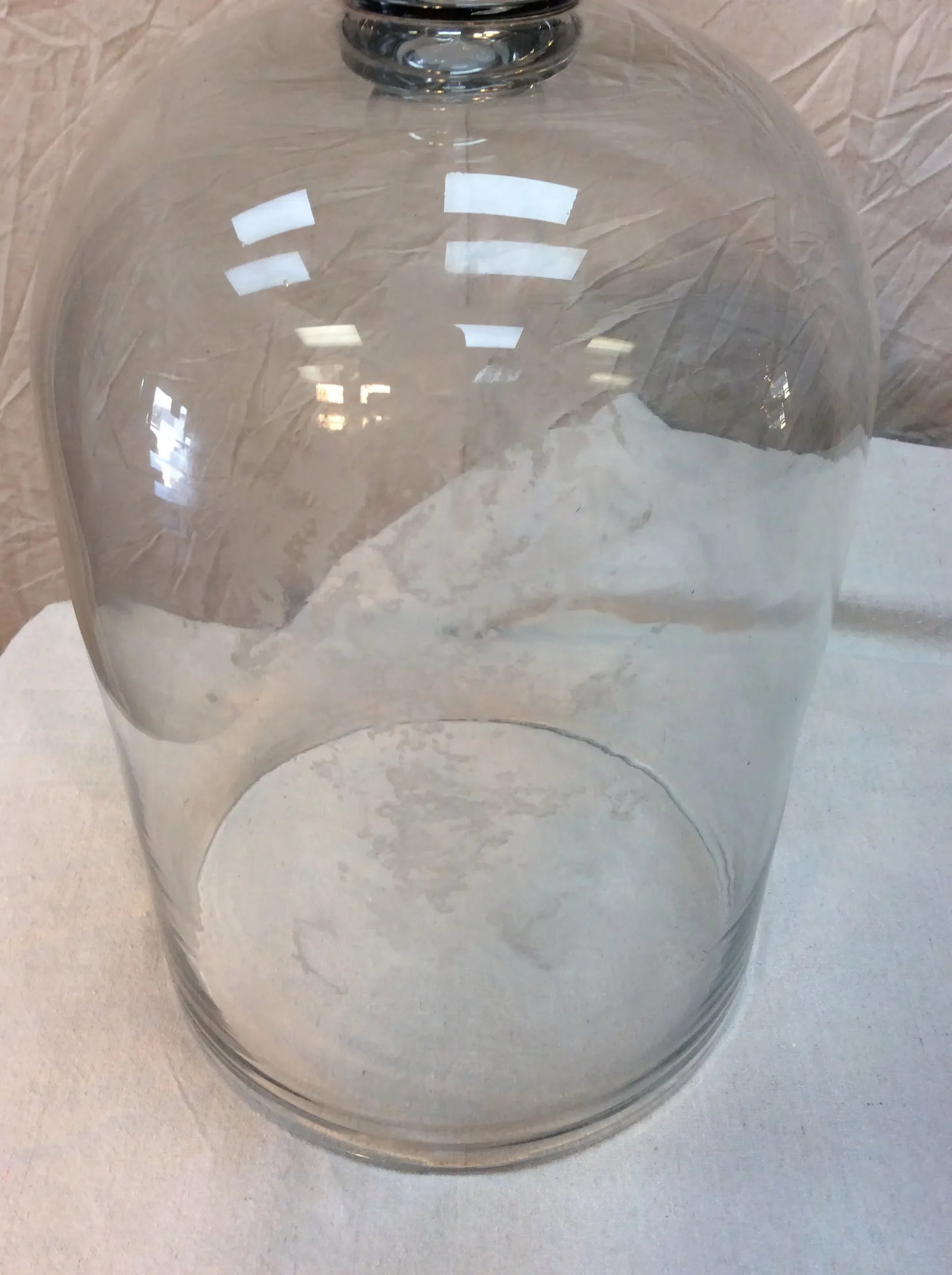 1800s French Glass Dome, Cloche With Solid Glass Knob Handle - 7