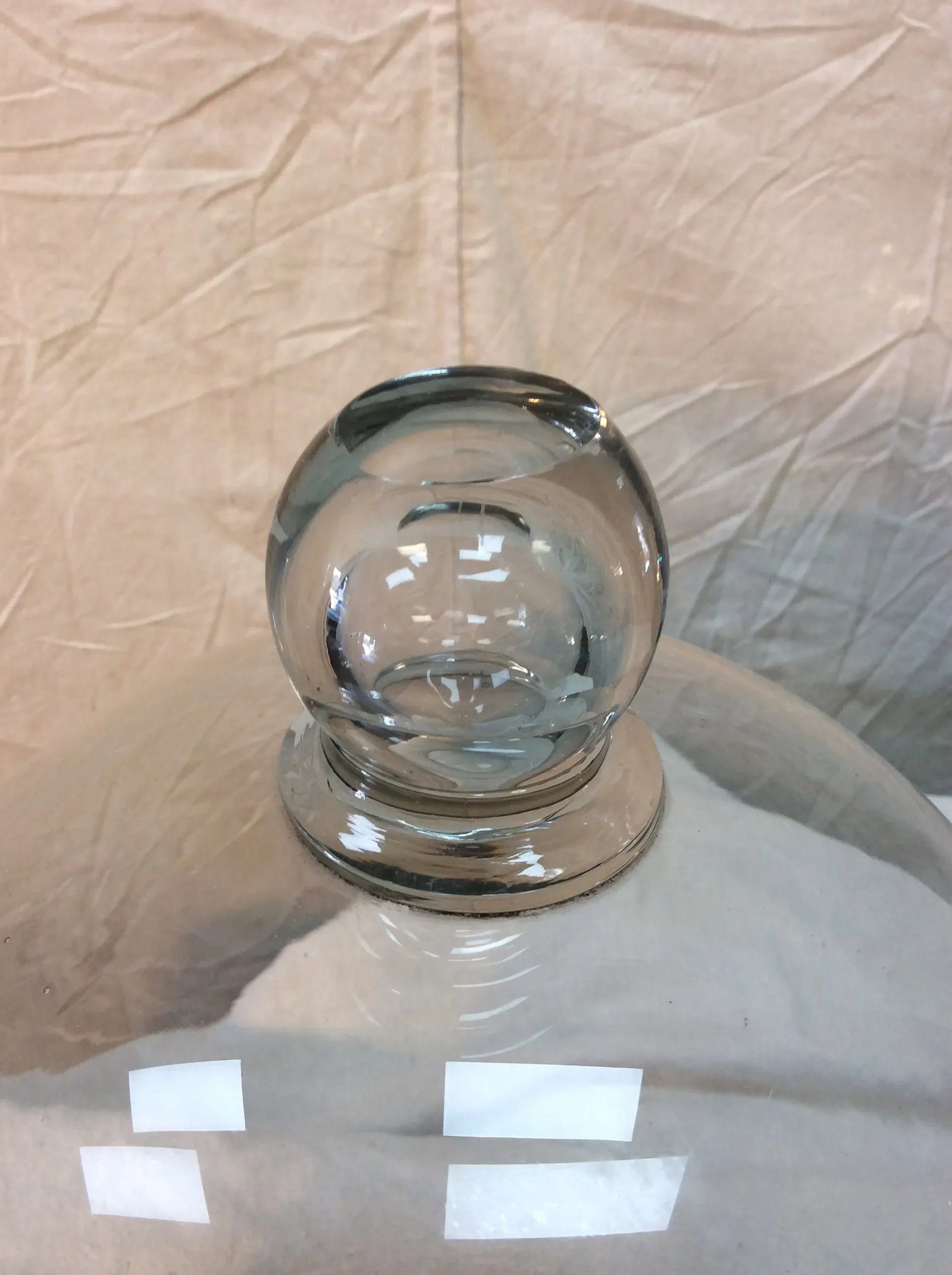 1800s French Glass Dome, Cloche With Solid Glass Knob Handle - 8