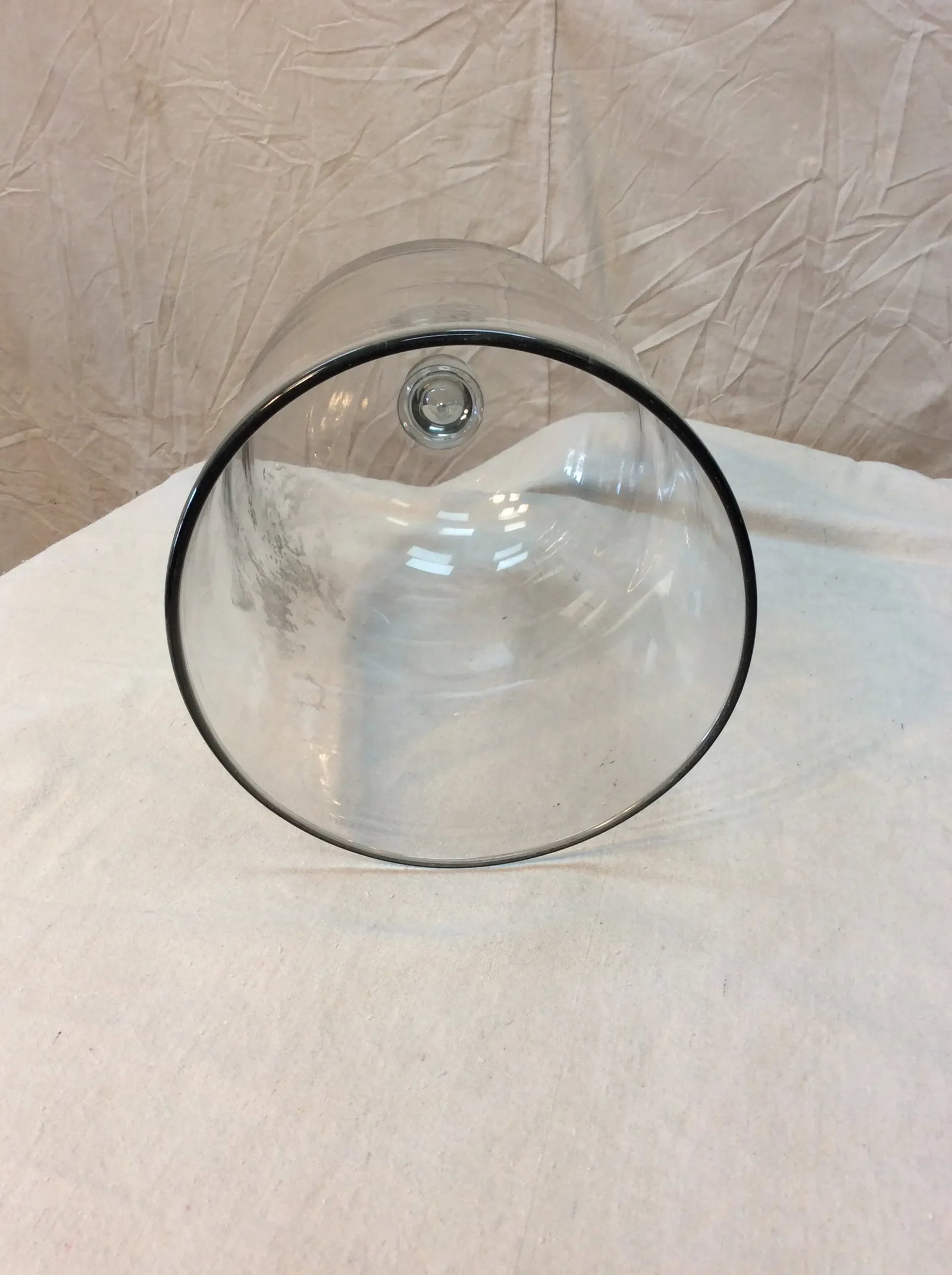 1800s French Glass Dome, Cloche With Solid Glass Knob Handle - 9