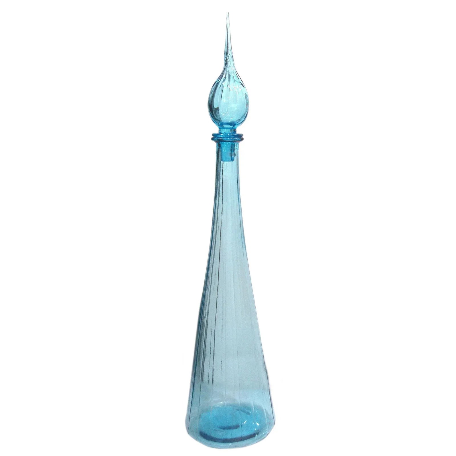1960s Vintage Tall Light Blue Italian Glass - 5