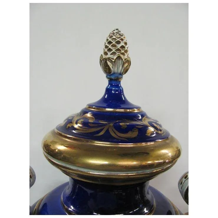 Sevres Style Cobalt Blue And White Urn - 3