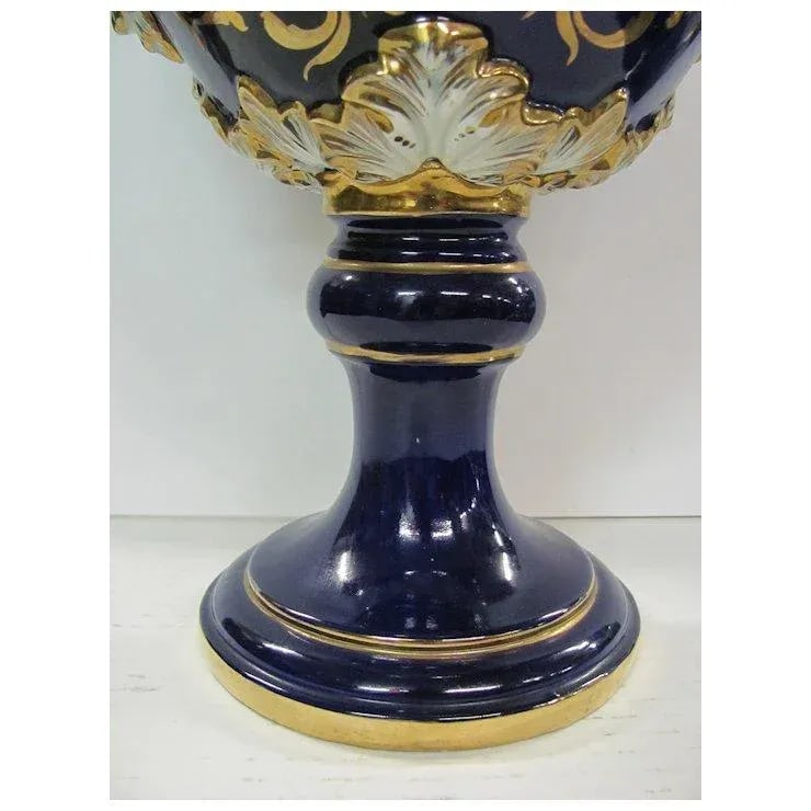 Sevres Style Cobalt Blue And White Urn - 5