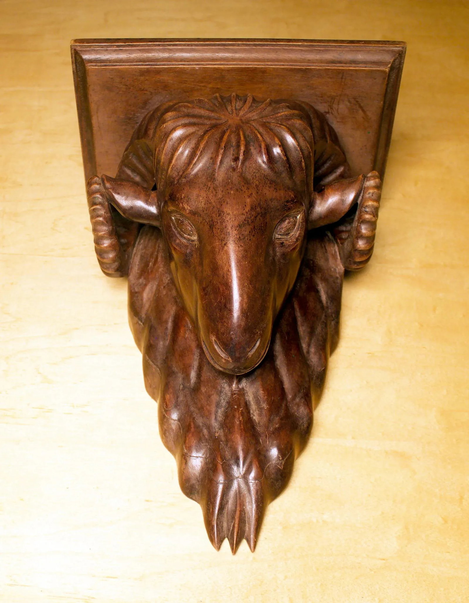 Antique Black Forest Ram Head Carved Wall Shelves- a Pair - 3