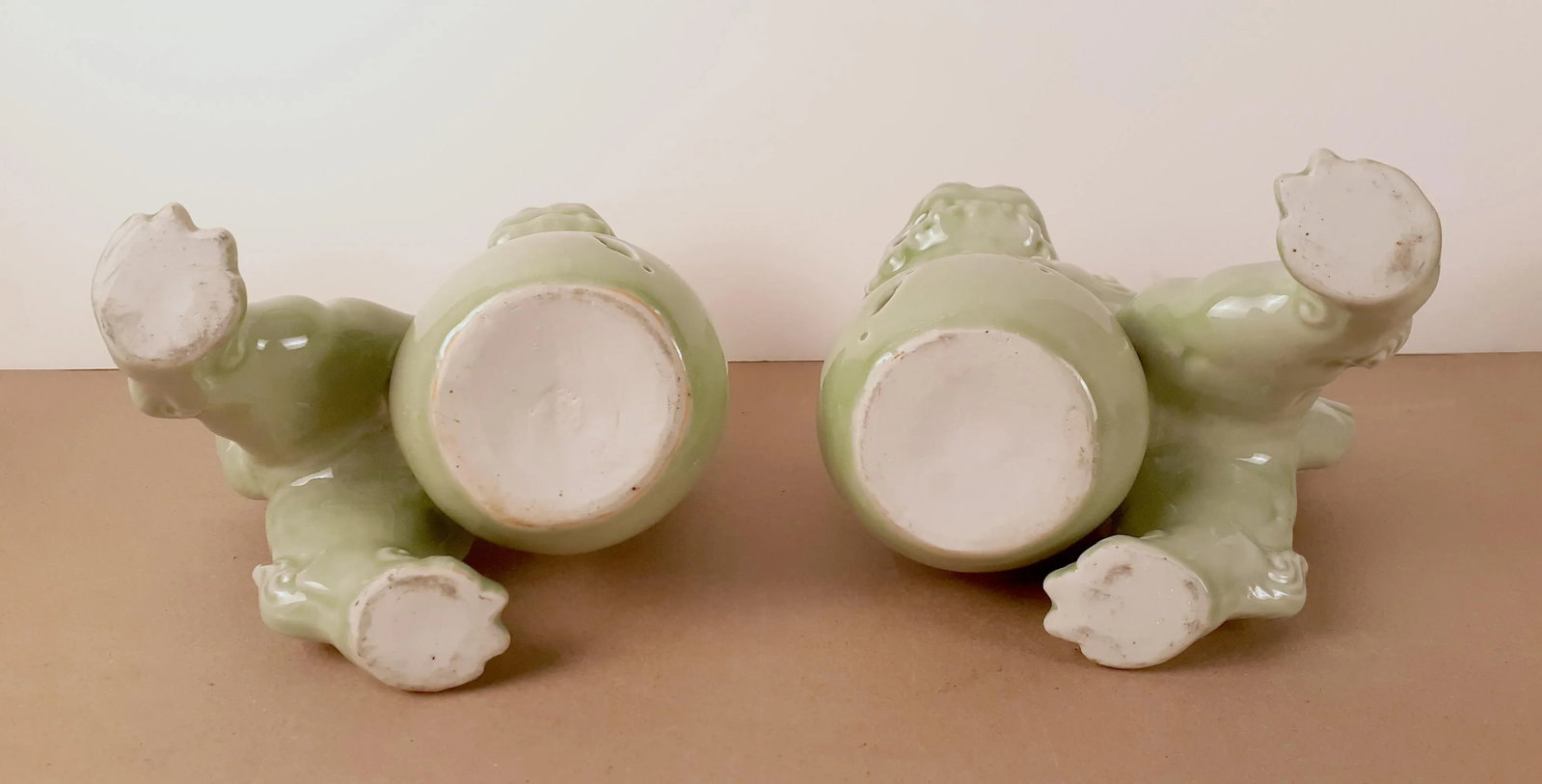 Mid Century Pair of Chinese Celadon Fu Dogs - 6