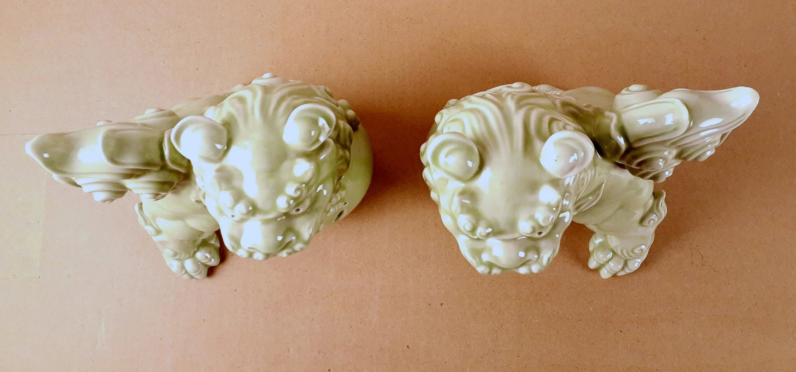 Mid Century Pair of Chinese Celadon Fu Dogs - 7