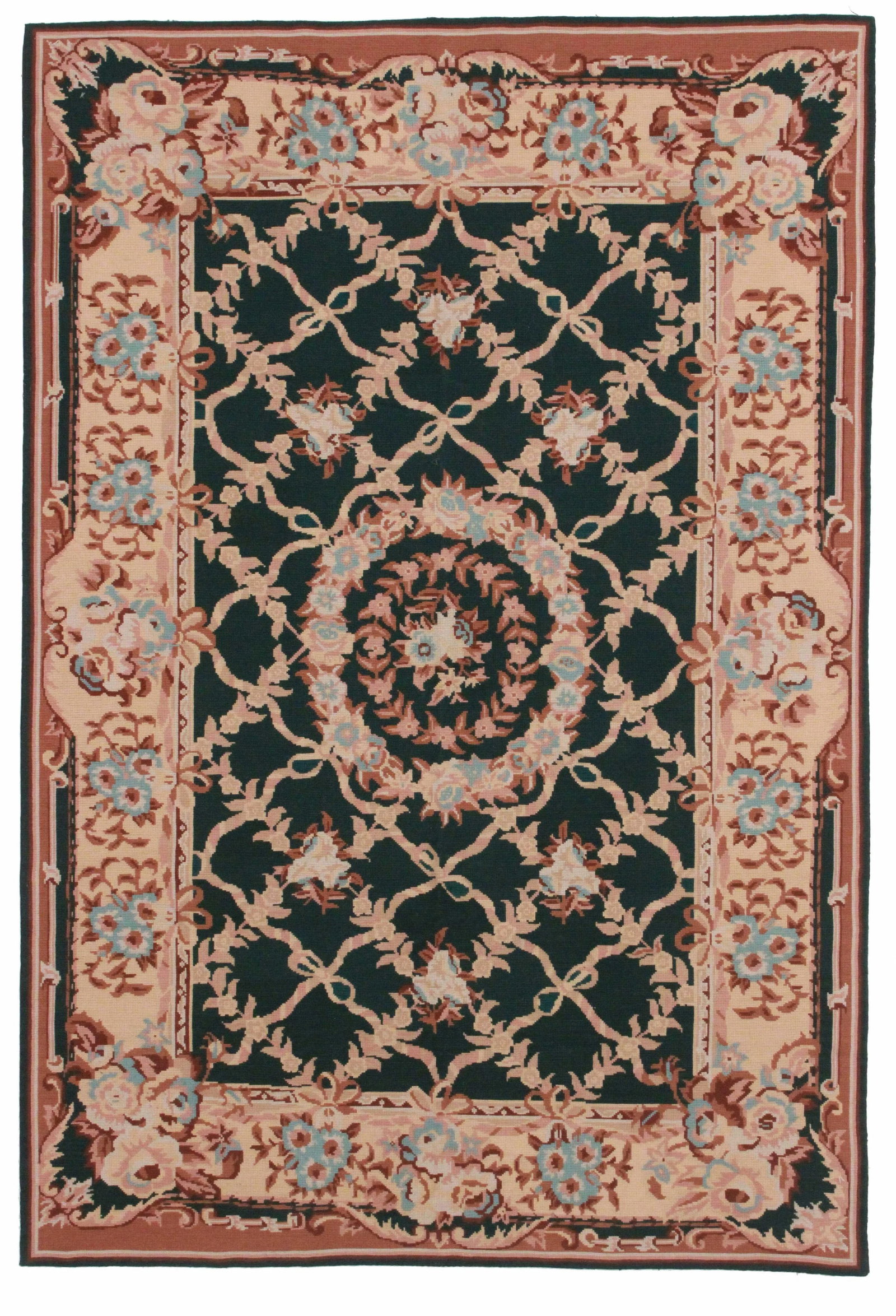 Vintage Hand Woven Wool Chinese Needlepoint Rug - 4' * 6': Vintage Hand Woven Wool Chinese Needlepoint Rug Floral Design Condition: Imperfections: No Imperfections Condition Notes: Excellent - Minor wear consistent with age and history Origin: China