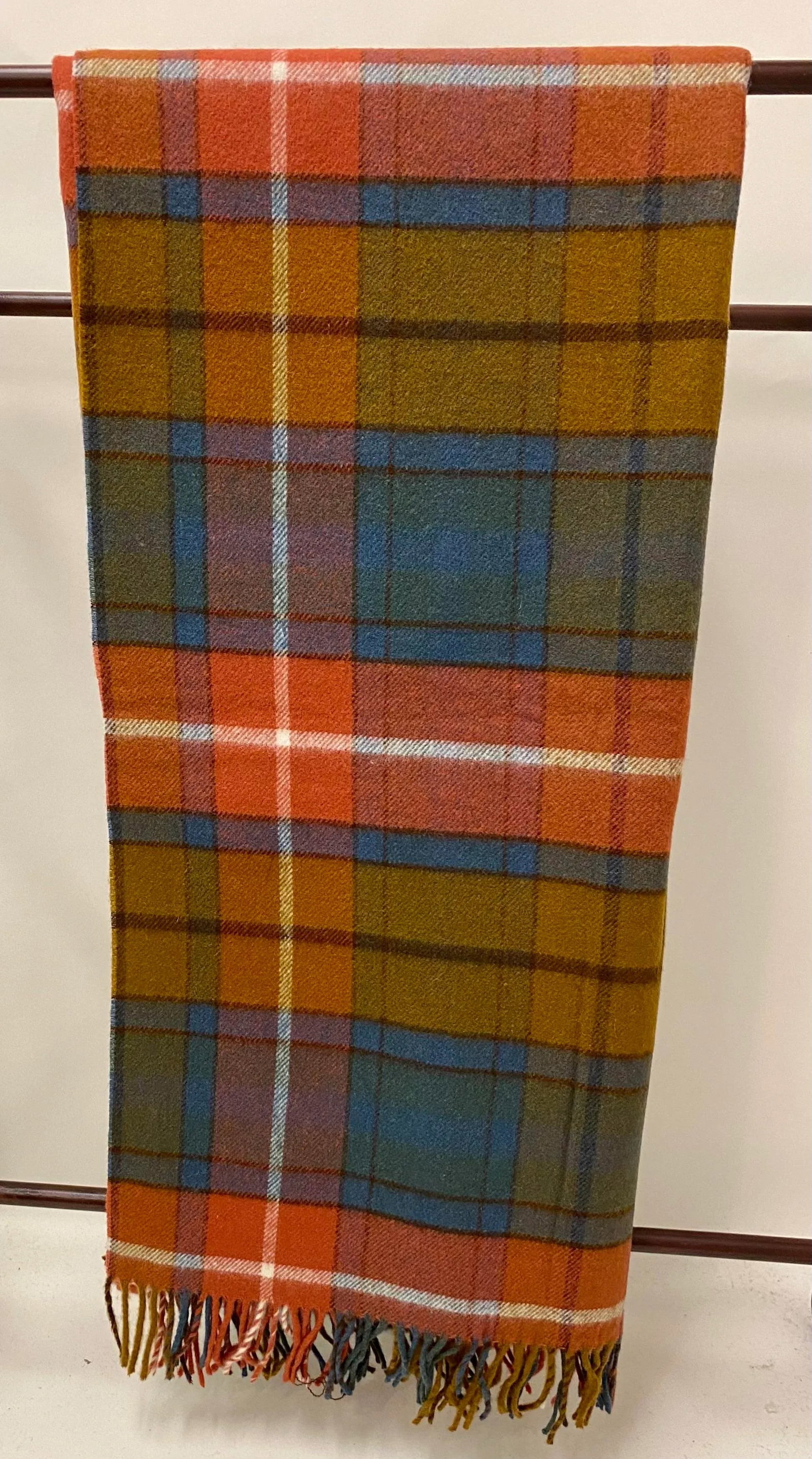 Soft Merino Lambswool Throw in a Colorful Modern Plaid Pattern - Made in England - 11