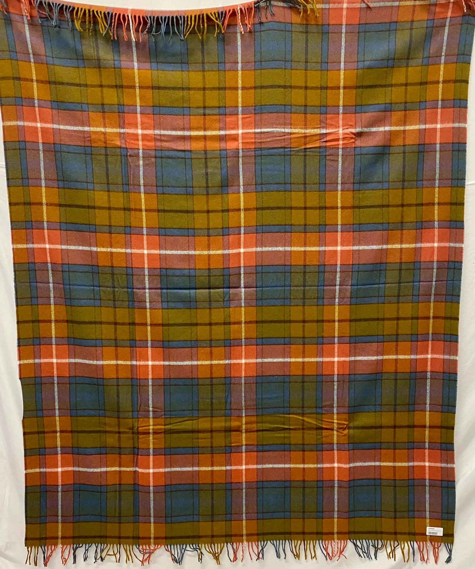Soft Merino Lambswool Throw in a Colorful Modern Plaid Pattern - Made in England - 4